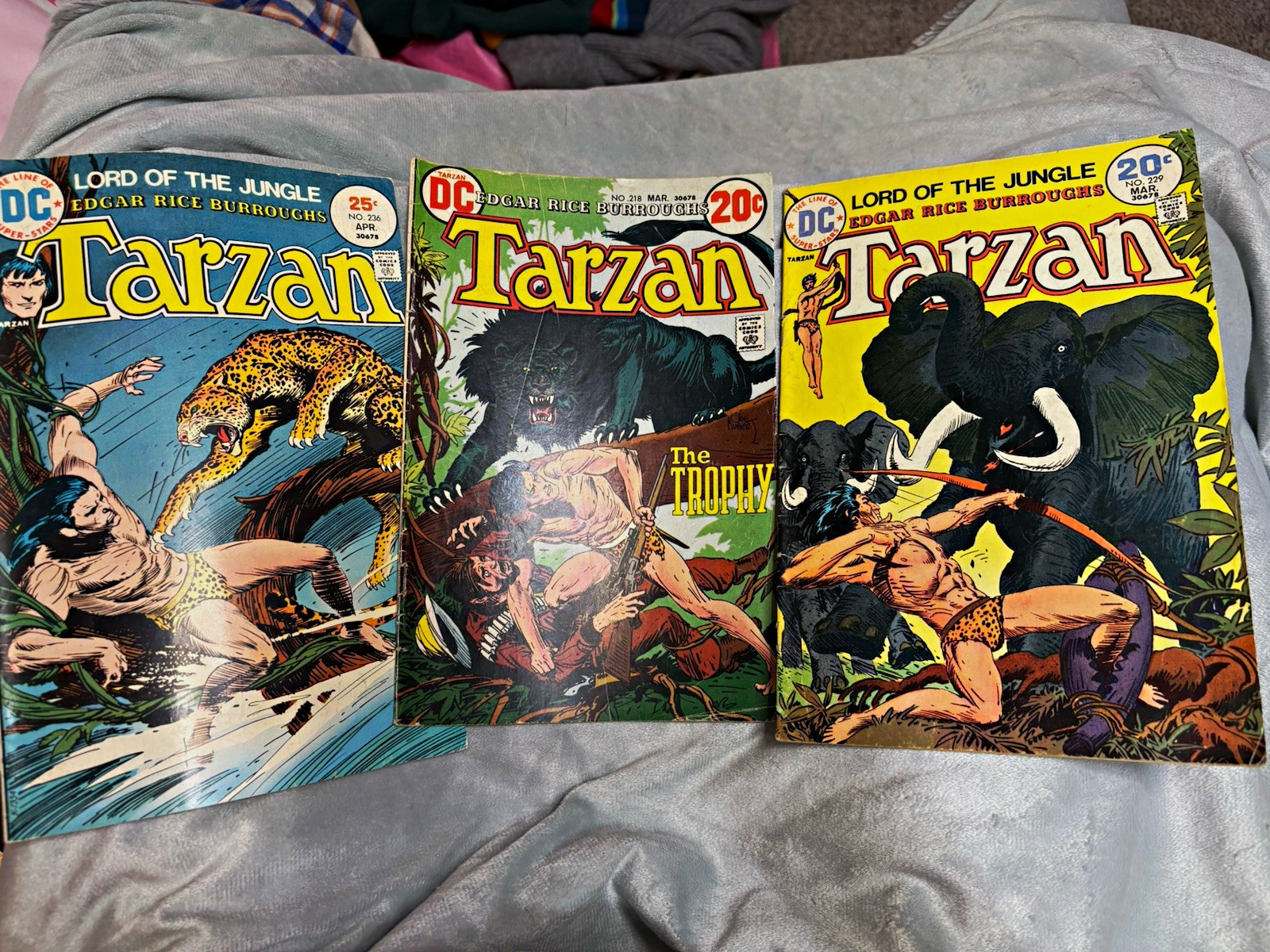 DC Comics Tarzan Comic Book Lot of 3, Edgar Rice Burroughs, Bronze Age