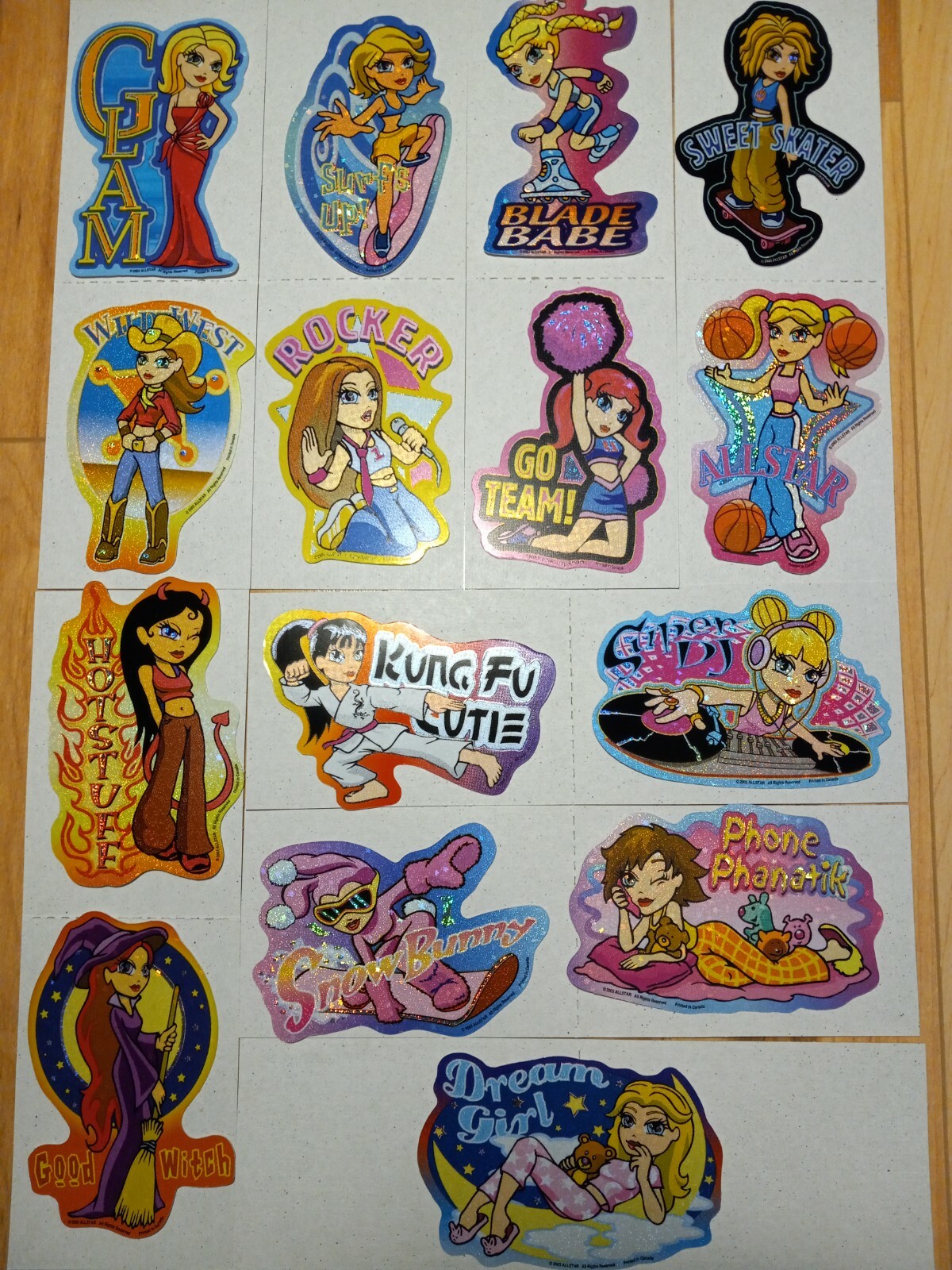 Allstar Girls Y2K Sports Rare Vending Stickers - Full Set-15 - 2003