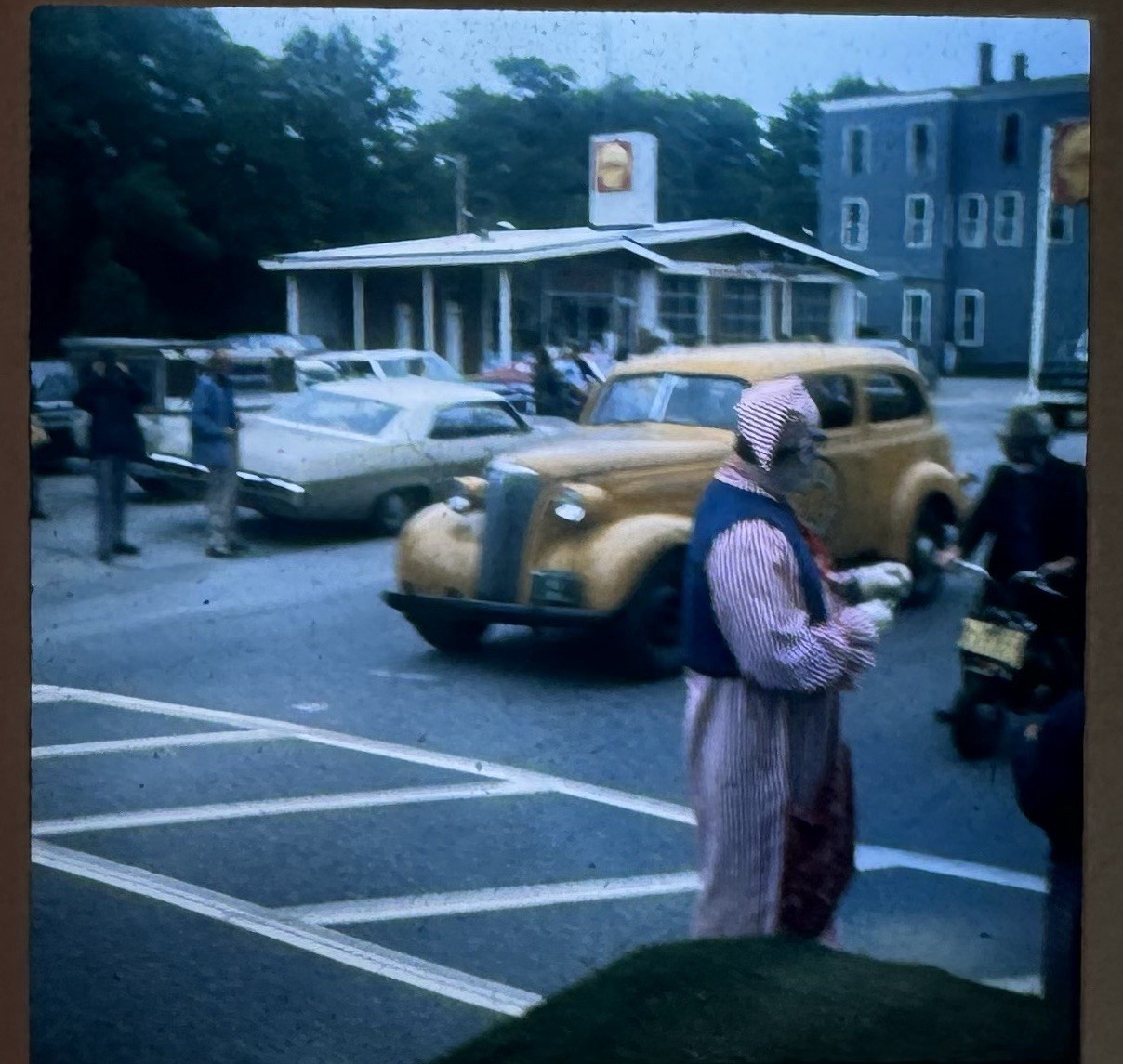 Parade, Vintage Car, Shell Gas Station 35mm Photo Slide
