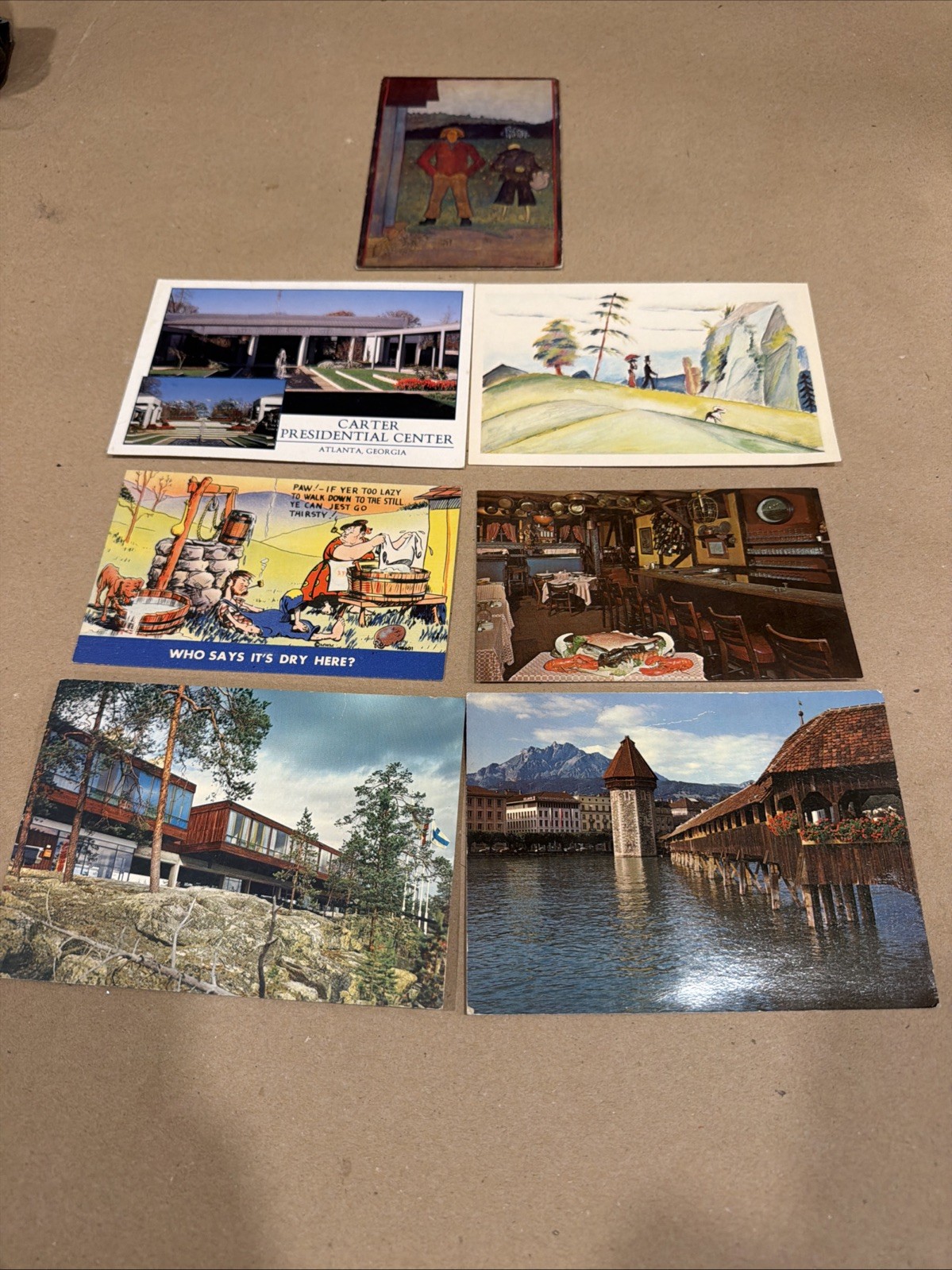 Lot Of 7 Vintage Unposted Postcards - Art, Travel, Hotels, Hillbilly
