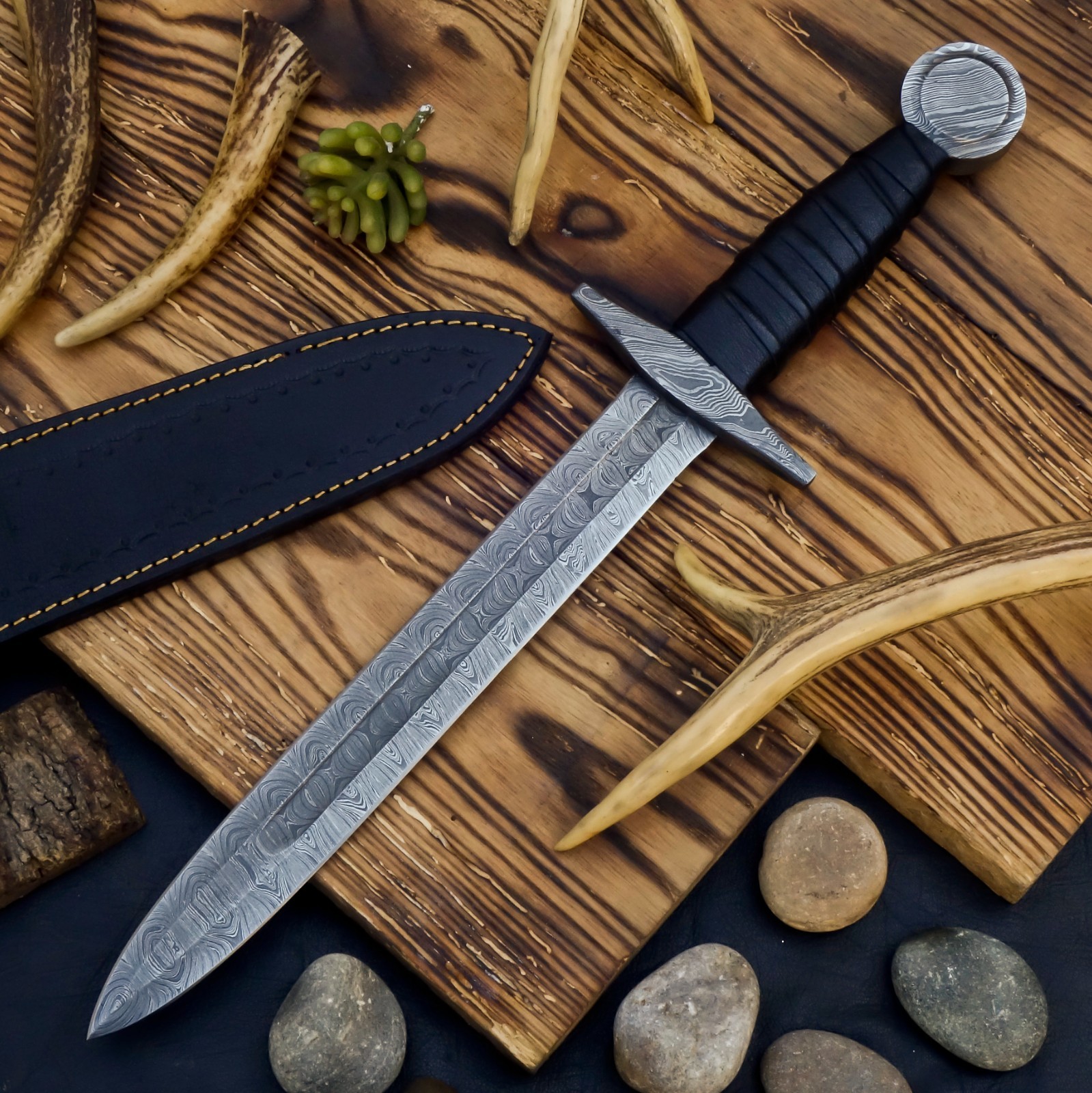 SHARD CUSTOM HAND FORGED SURVIVAL BATTLE READY VIKING SHORT SWORD W/Guard+Sheath