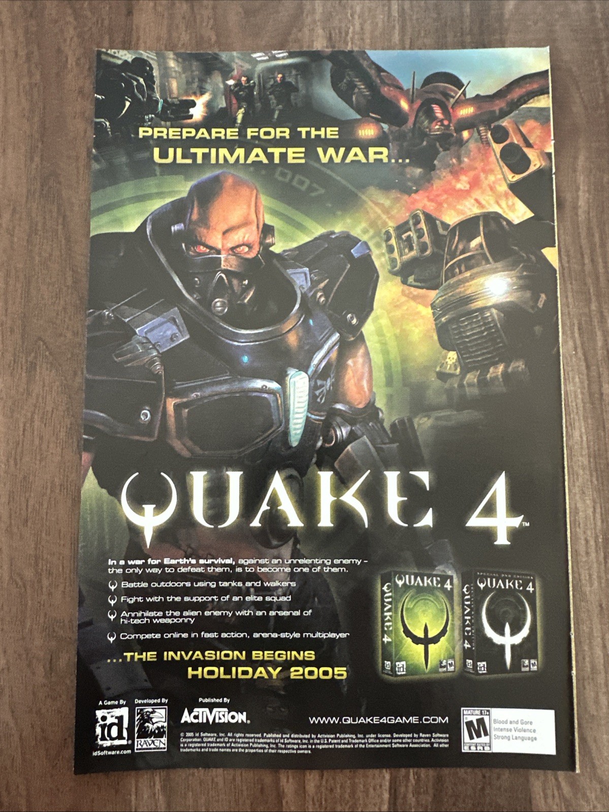 Quake 4 Vintage Video Game Print Ad/Wall Art Activision Raven IDsoftware
