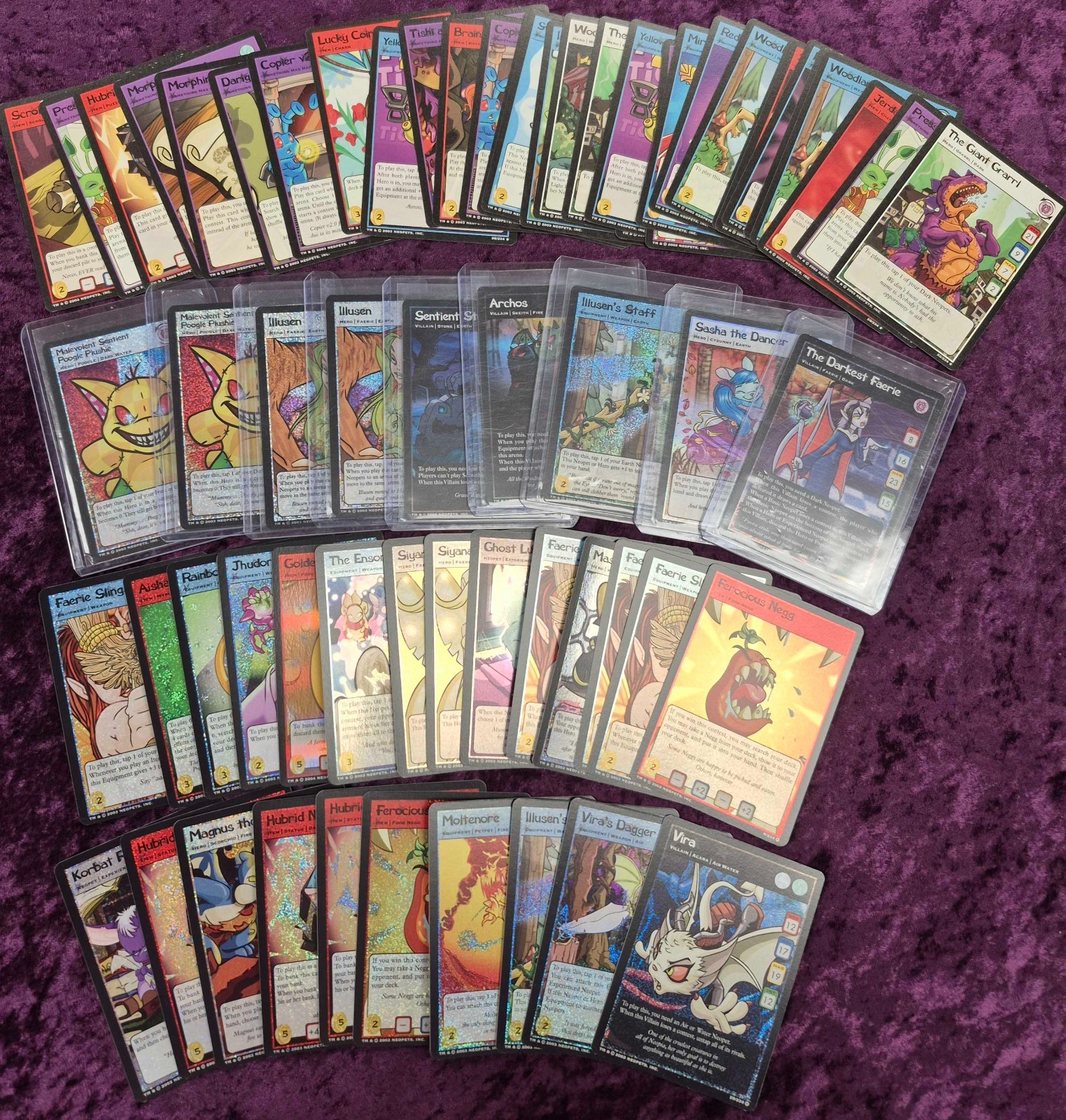 Vintage Neopets TCG Lot of 66 Cards From 2003-06, Foil And Bulk, Illusen, Sasha