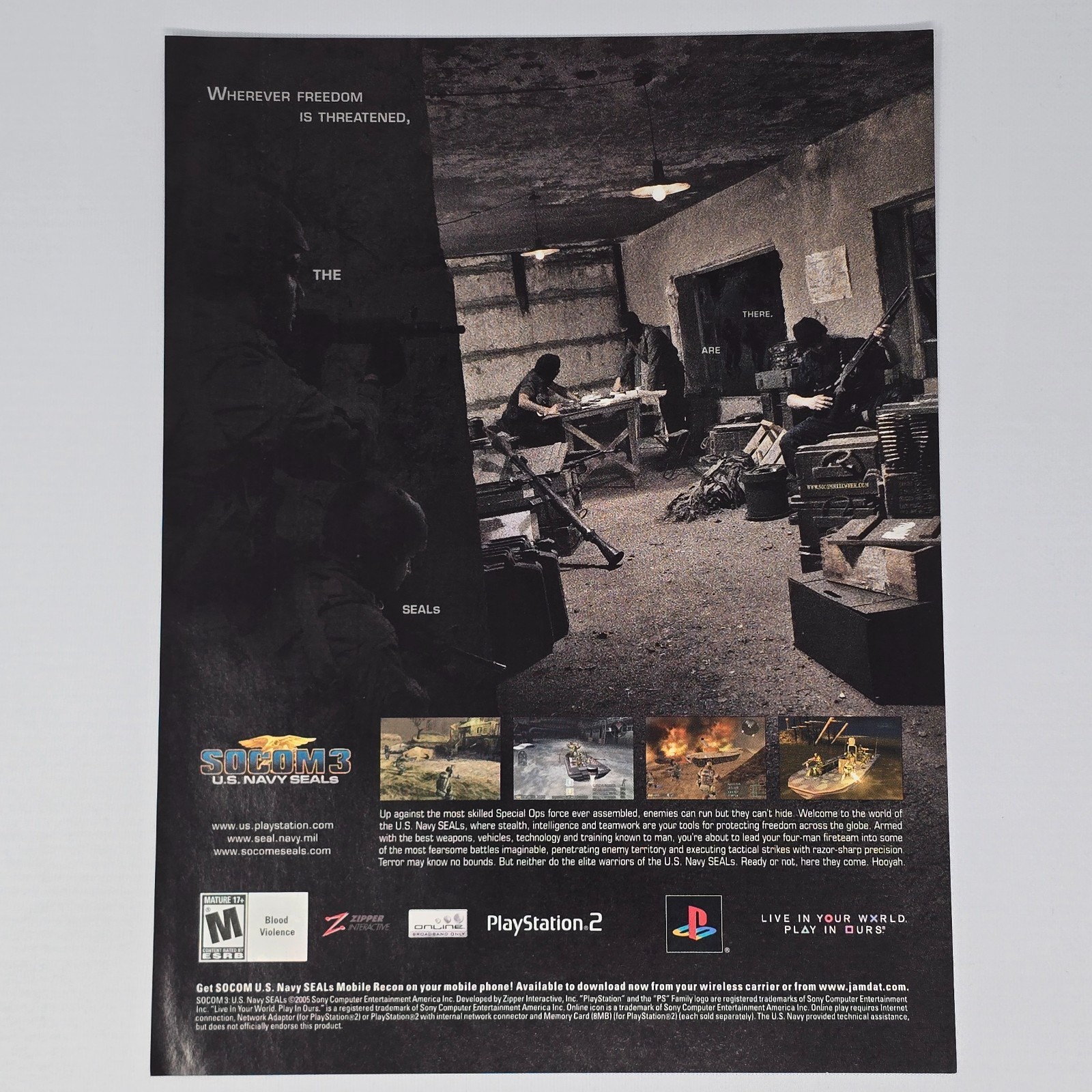 Socom 3 Us Navy Seals PlayStation 2 PS2 Threatened Print Ad/Poster