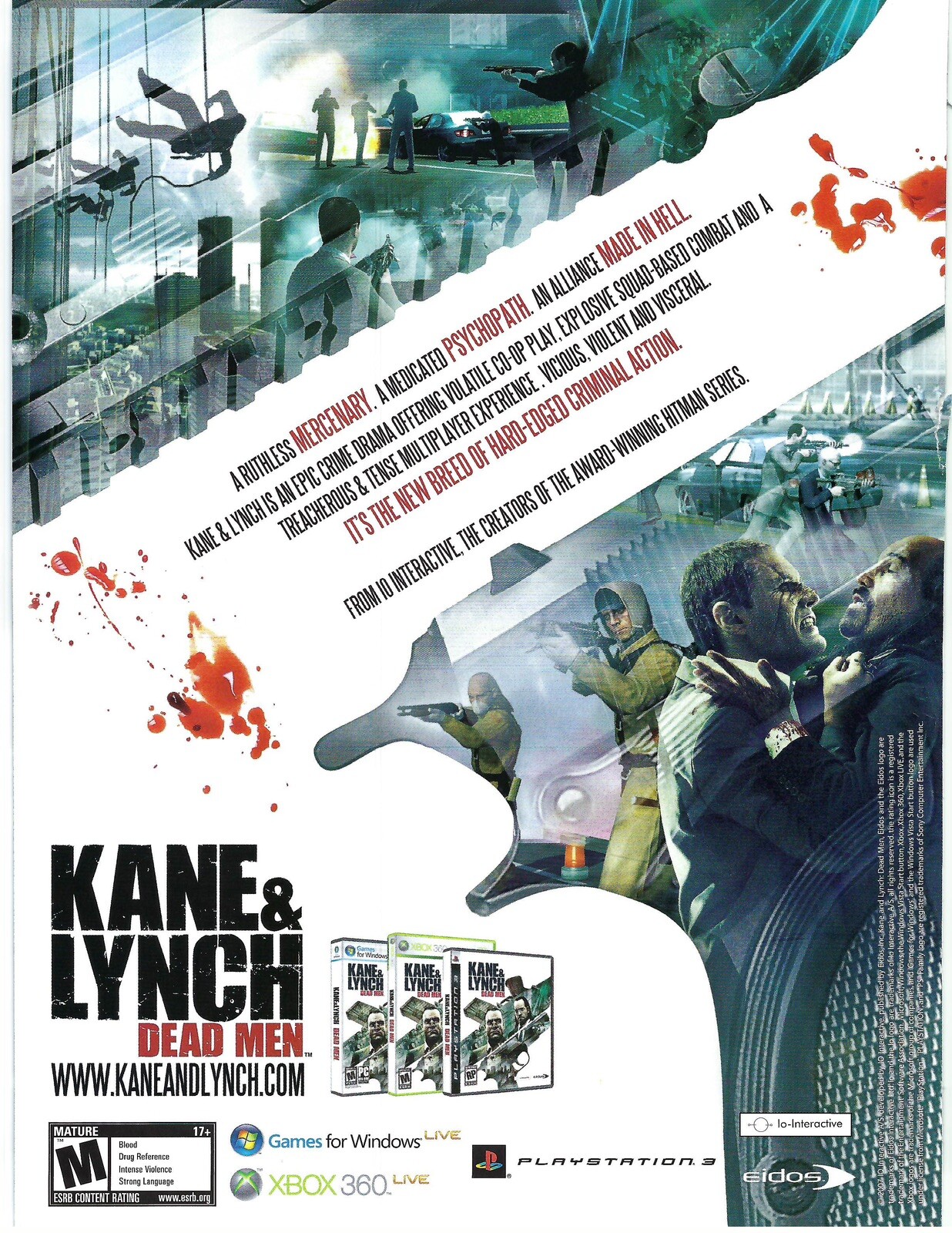 2007 Kane & Lynch Dead Men Video Game Eidos Interactive Retro Print Ad/Poster