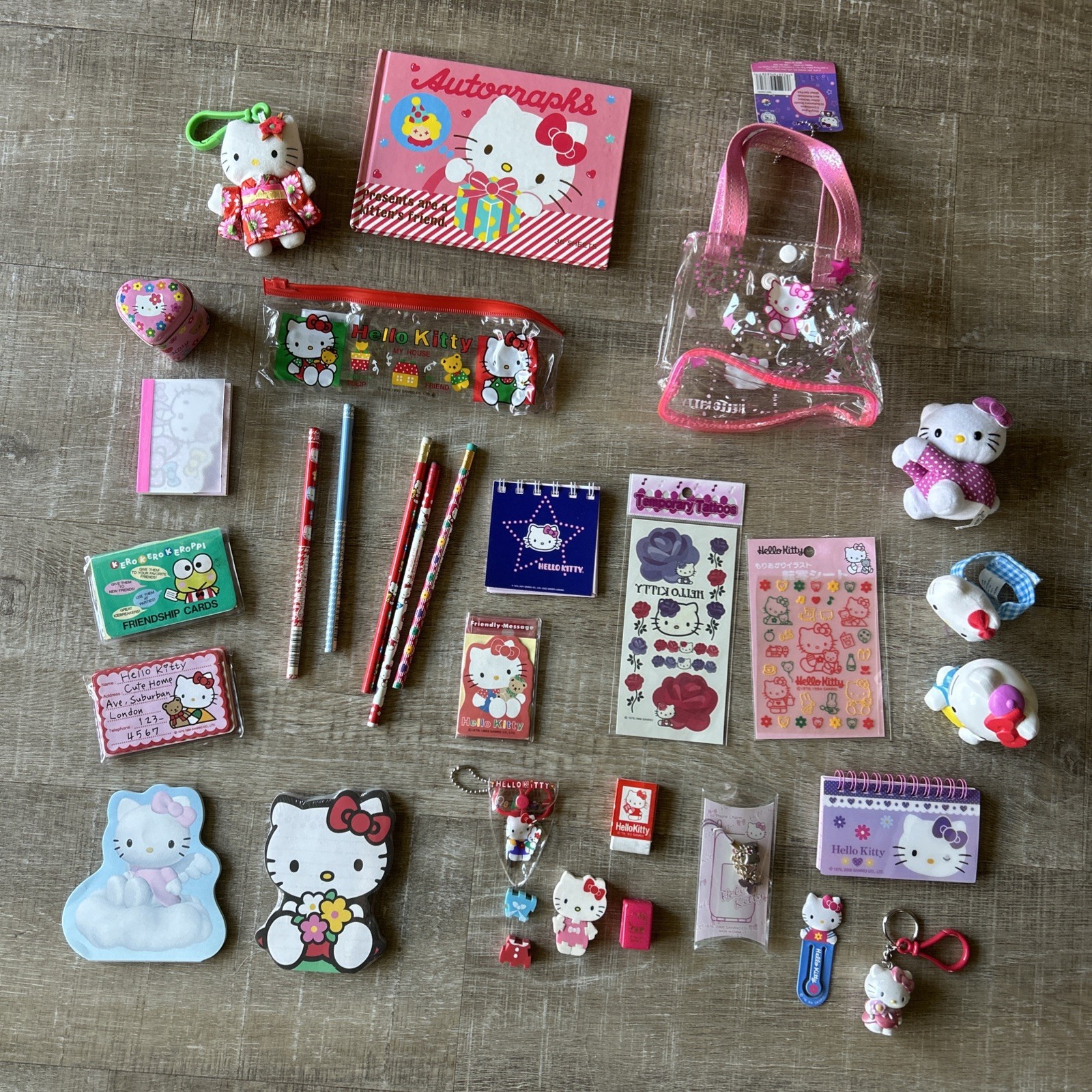 Vintage Hello Kitty Sanrio Large Lot Stationery Erasers Pencils Stickers Toys