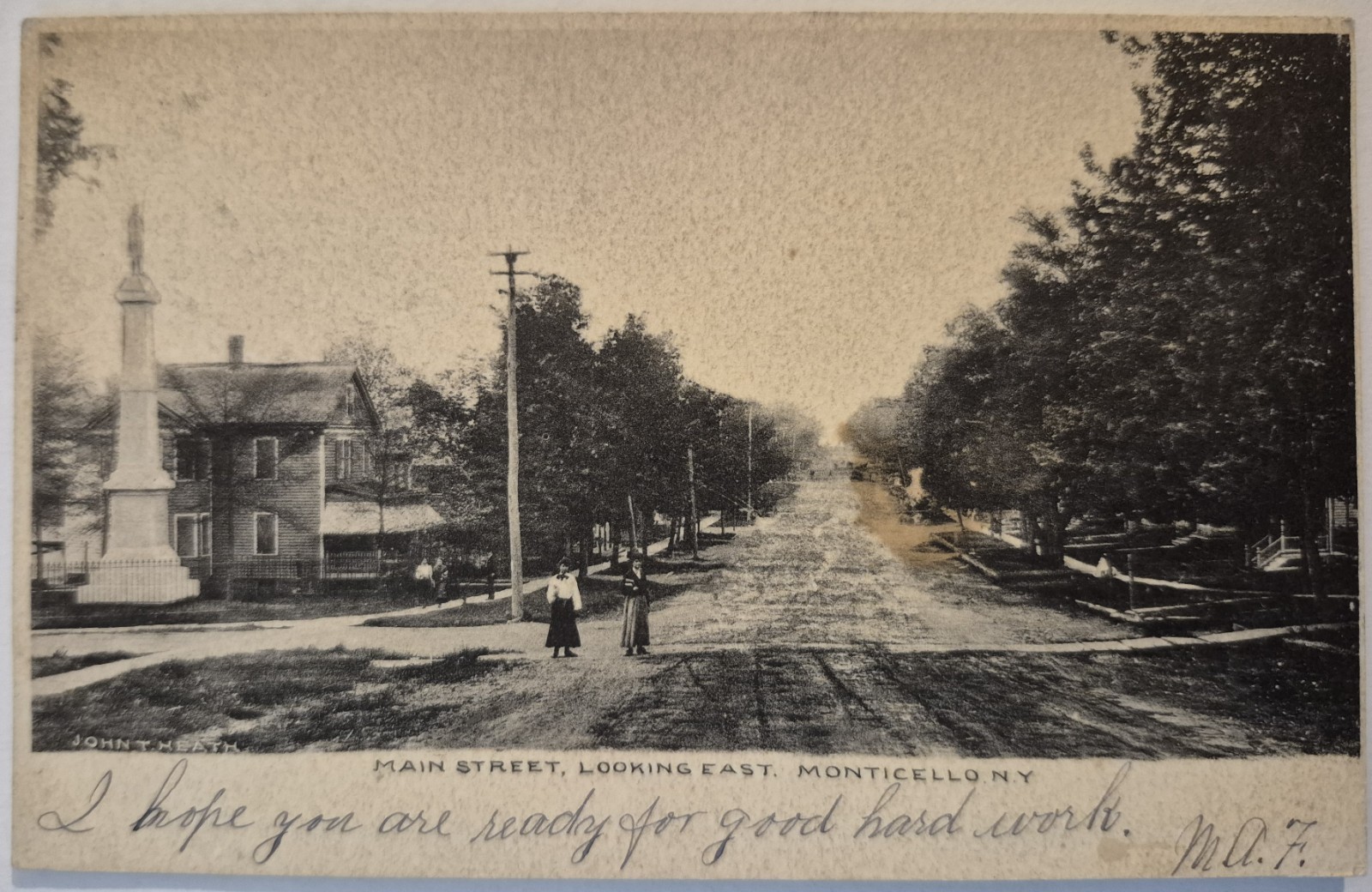 Vintage Postcard Main Street Looking East Monticello New York AA110