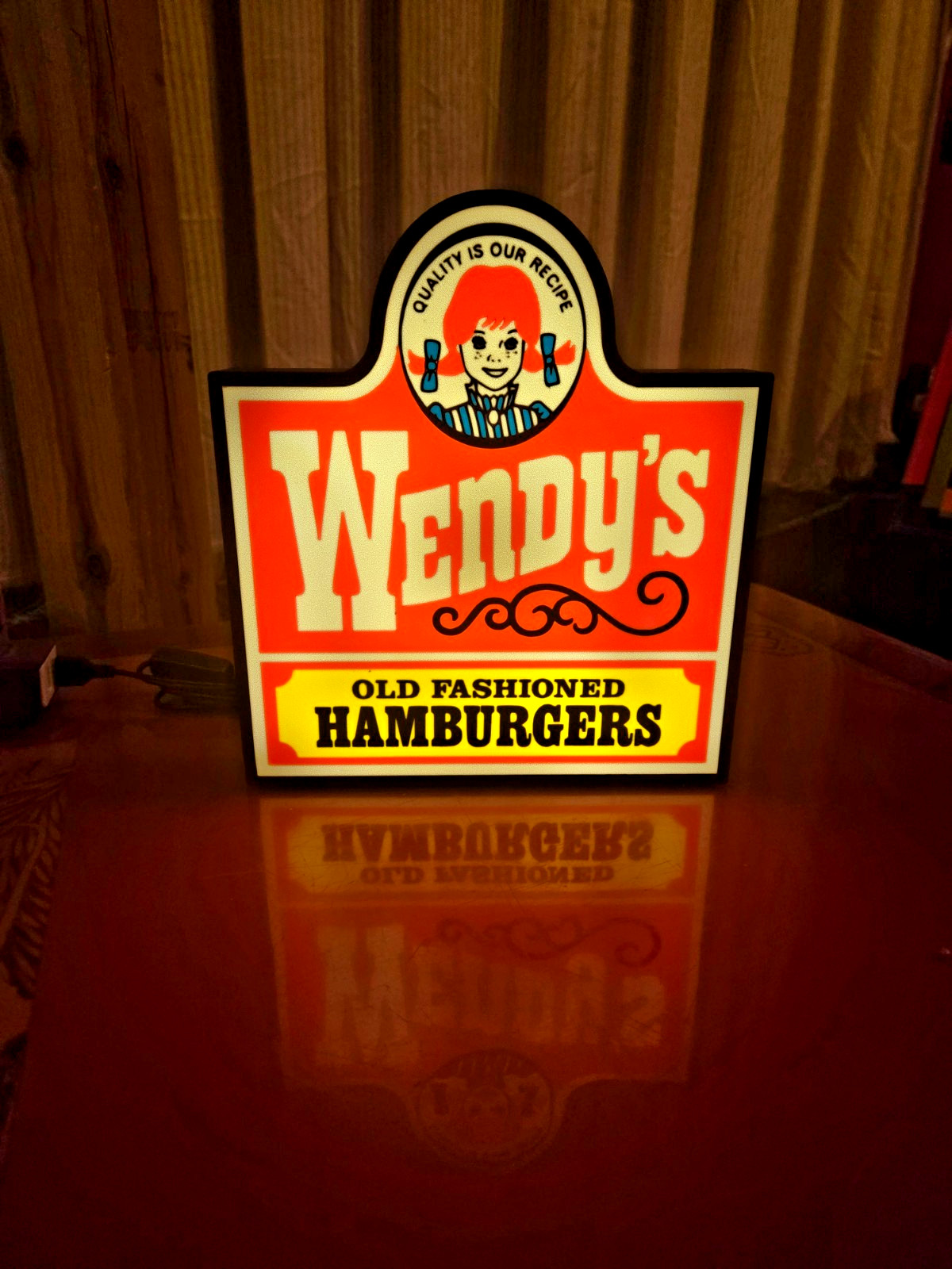 Wendys Old Fashioned Hamburgers - USB Lighted LED Sign - Man Cave - Night light