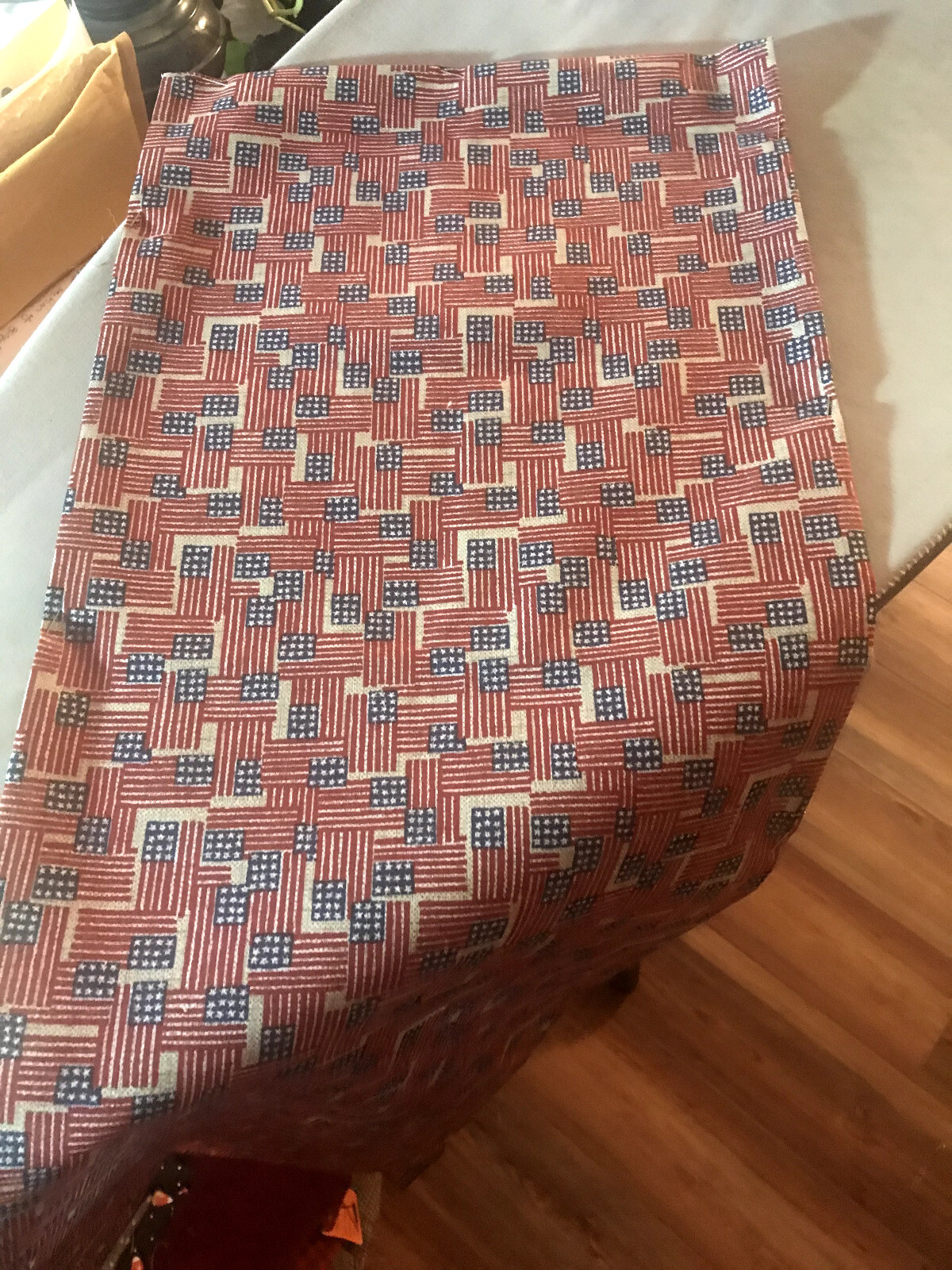 Custom-made w/ Ret LONGABERGER OLD GLORY flag fabric table runner / table runner
