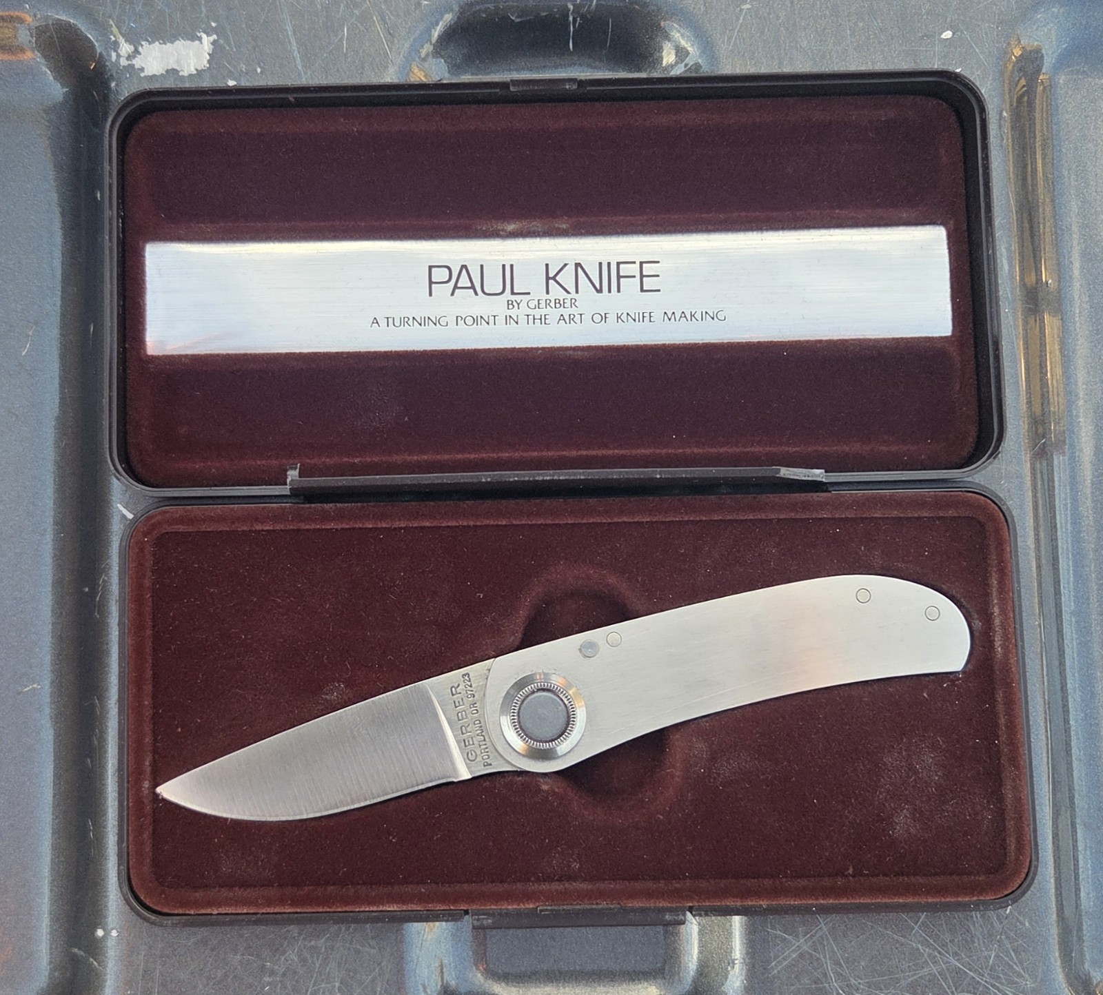 Rare First Generation (#1) Gerber 2P Paul Folding Knife Stainless Steel Handle