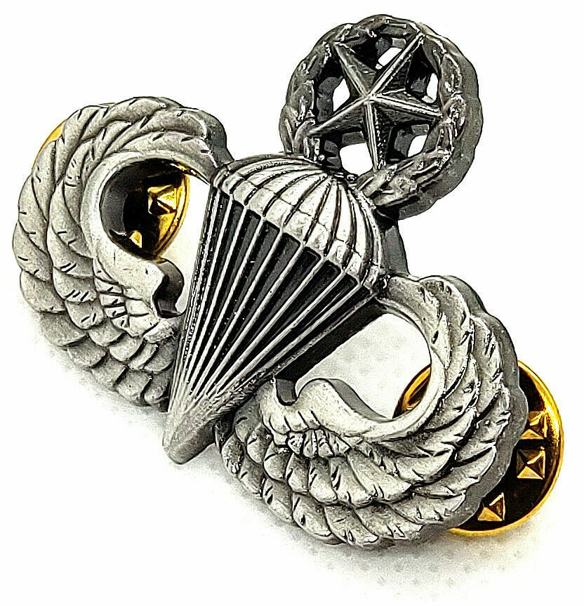 US ARMY Airborne MASTER Parachutist Paratrooper Jump Wings Pin Oxidized Badge