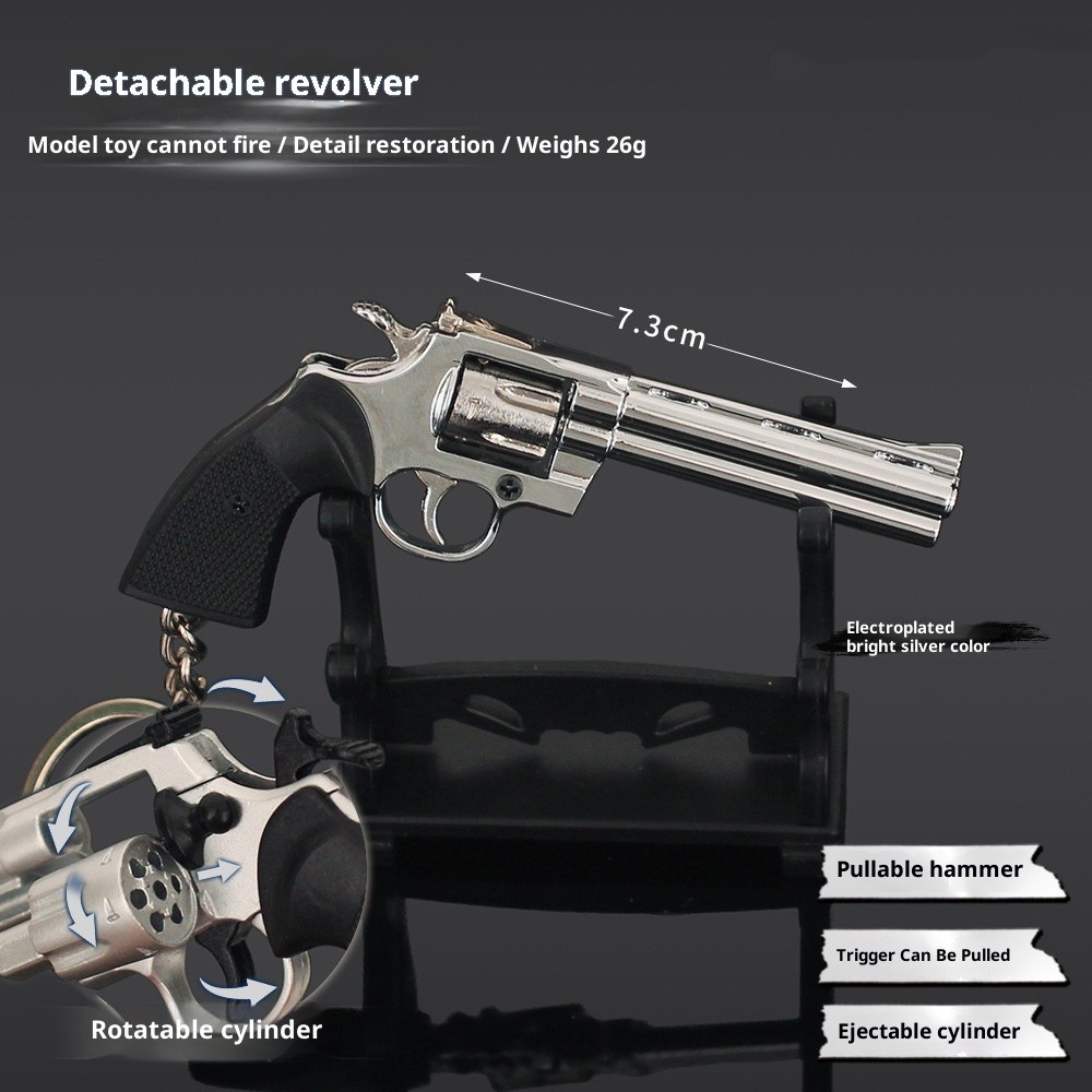 1:3 Mini Revolver Metal Gun Model Detachable Alloy  Keychain