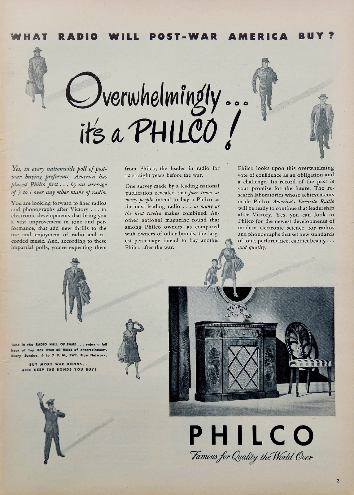 1945 Philco Radios Print Ad Wall Art Decor Ephemera Buy War Bonds