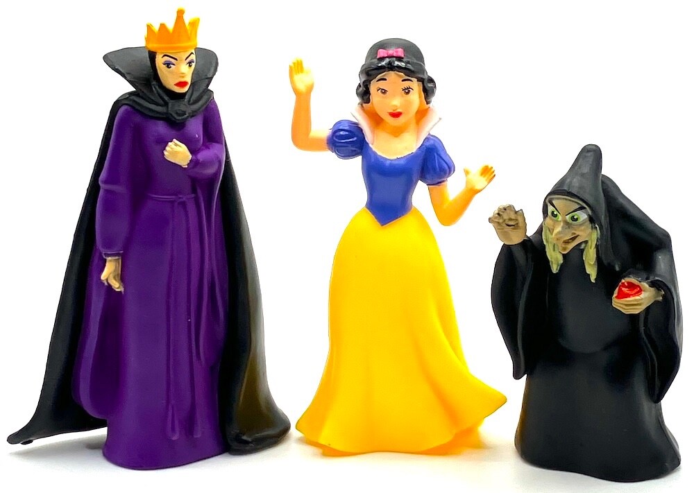 SNOW WHITE & EVIL QUEEN & OLD HAG Figure Play Set DISNEY Movie Villain PVC TOY