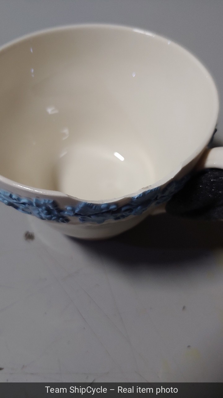 DEFECTIVE 2 Vtg Wedgwood Cup SaucerEtruria  Barlaston Embossed Queens G3D