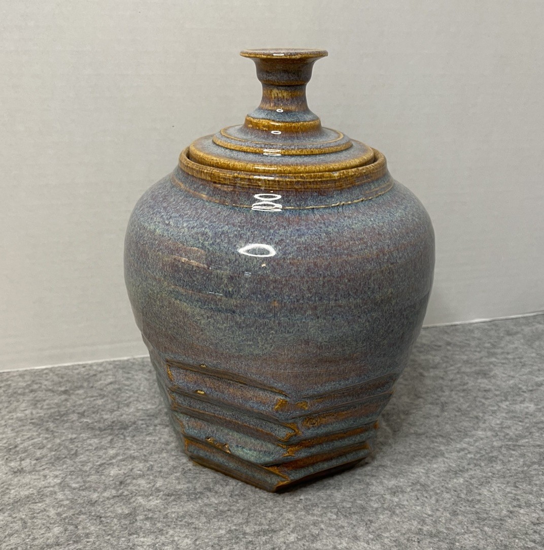 Vintage Studio Pottery Lidded Jar Signed Kaffing 65 Earthy Vase Stoneware Vessel