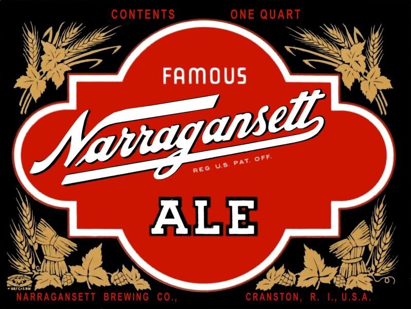 Narragansett Ale of Cranston, RI New Metal Sign: Lg. Size, 12x16