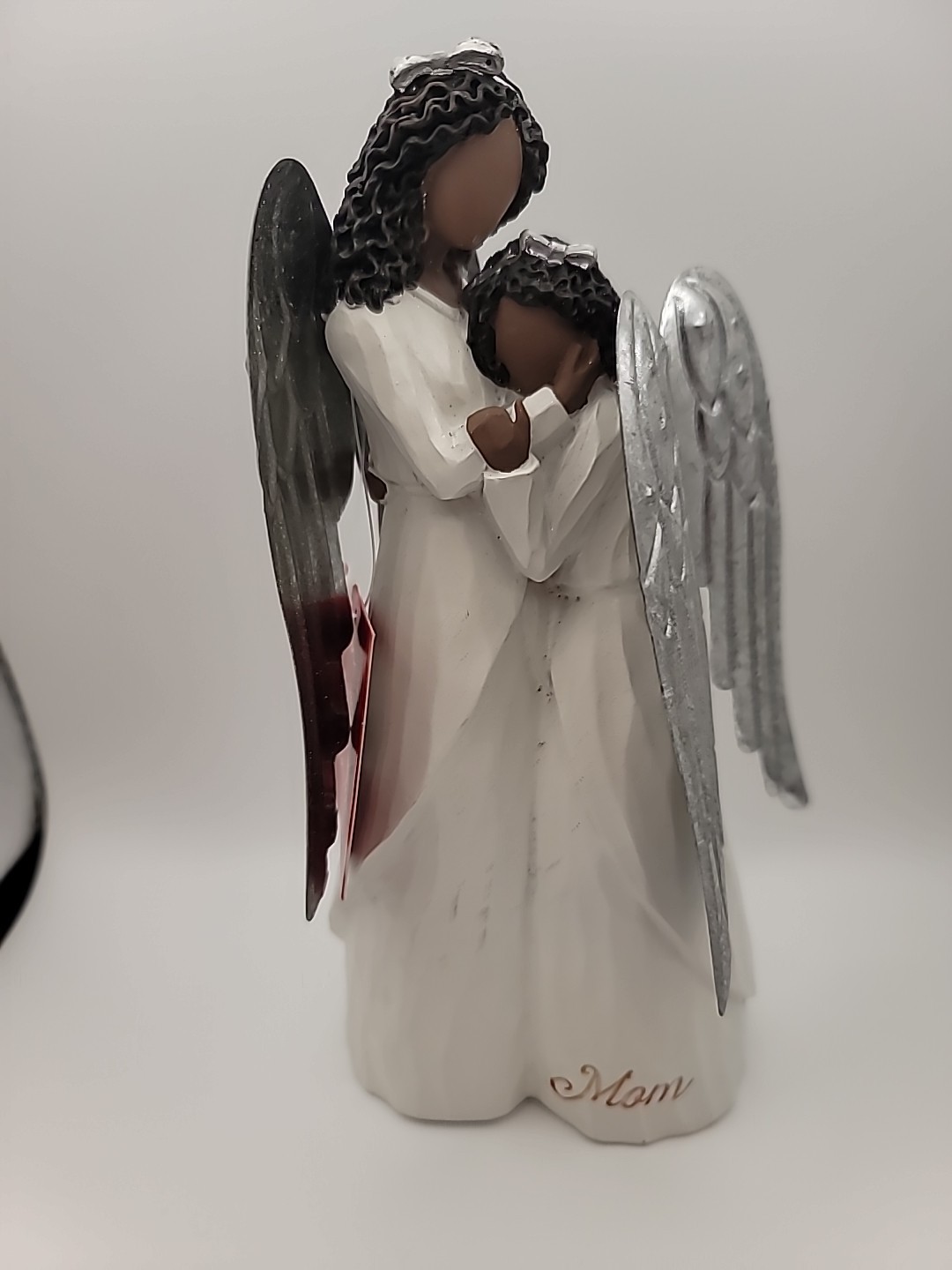 St. Nicholas Square MOM Angel with Silver Metal Wings African American