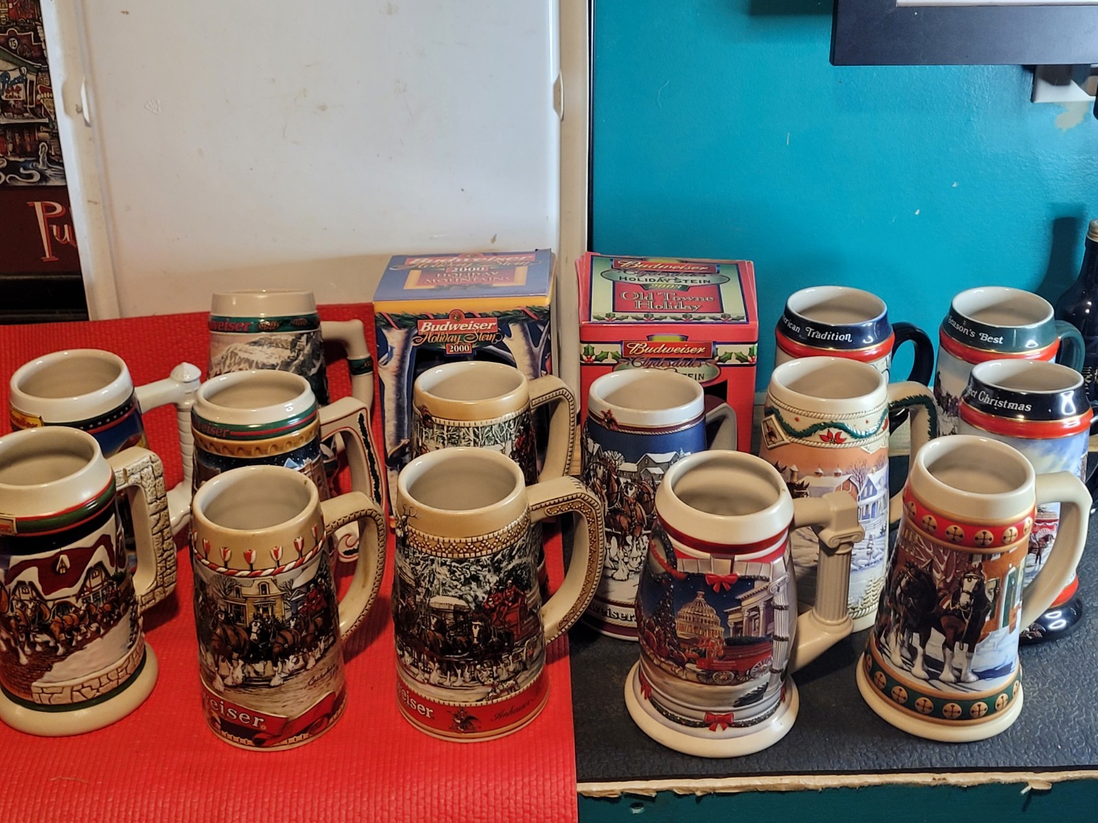 Vintage Budweiser Holiday Stein Collection (1986-94, 96-98, 2000-03) (Lot Of 16)
