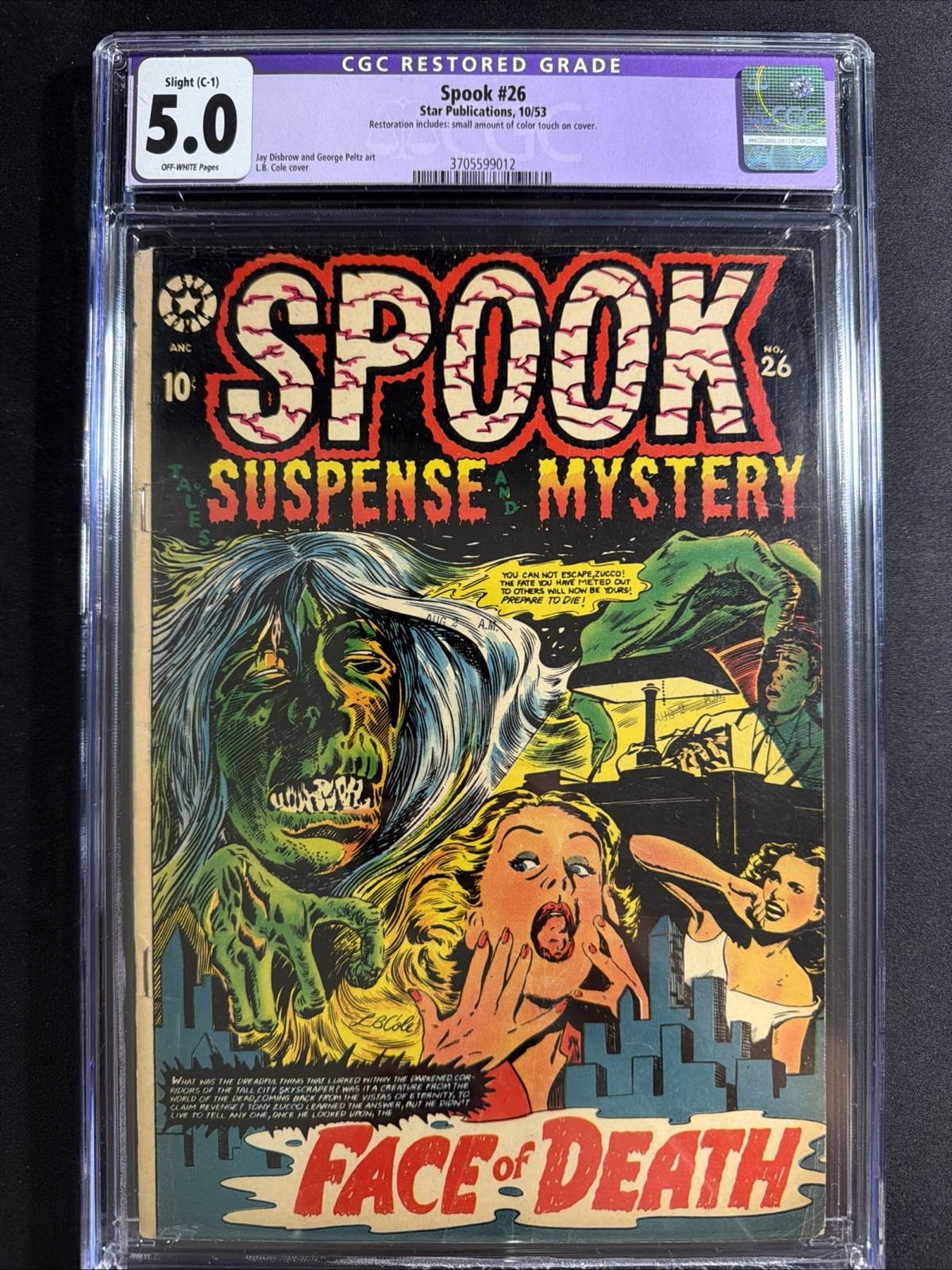 Spook #26 CGC 5.0 1953 L. B. Cole Restored slight Color Touch Pre Code Horror 10