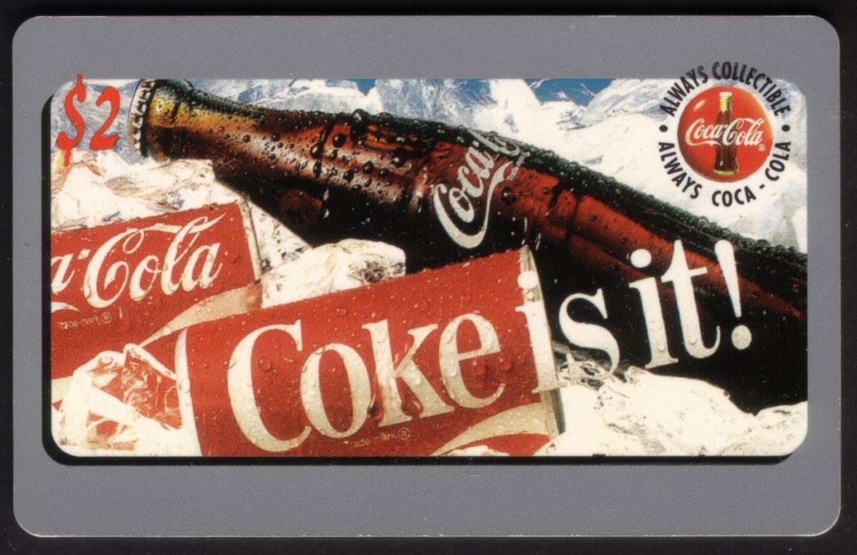 Coca-Cola \'95 $2. Cans & Bottle On Ice: \'Coke Is It\' #36 of 50 Phone Card