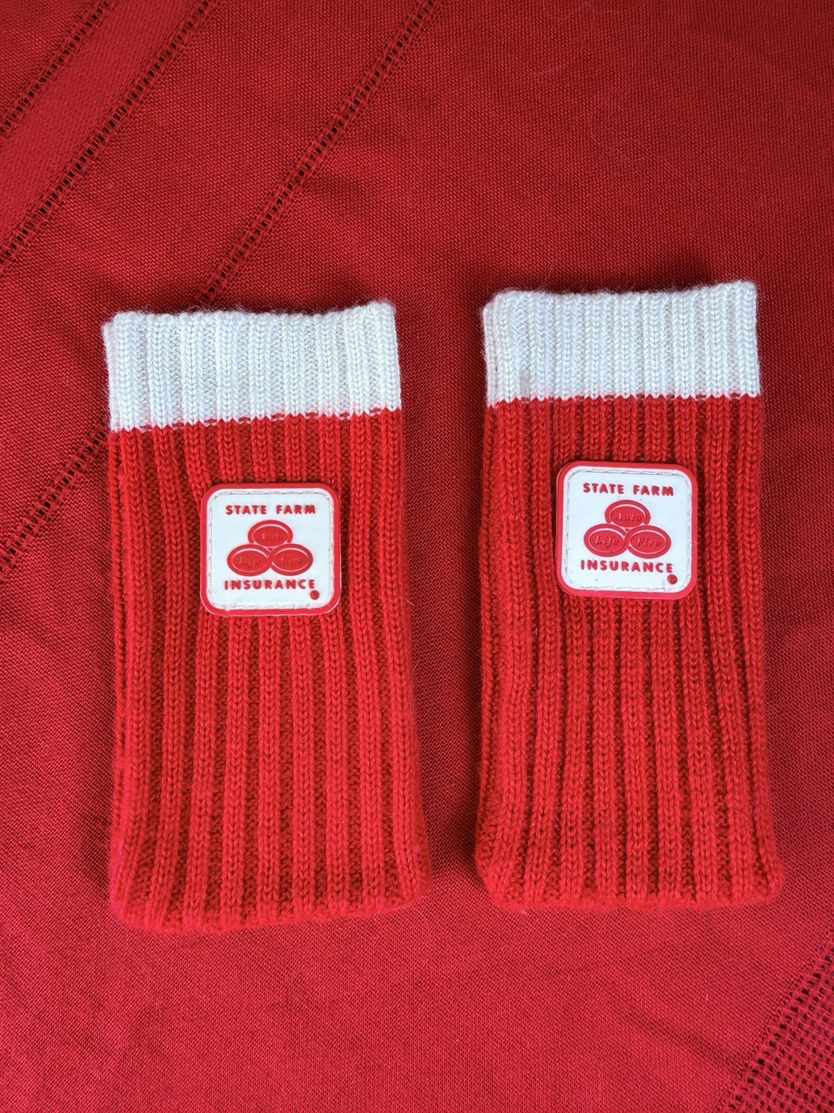 Set 2 Vtg State Farm Insurance Knit Can Cozy Sleeves New Old Stick Logo Patch