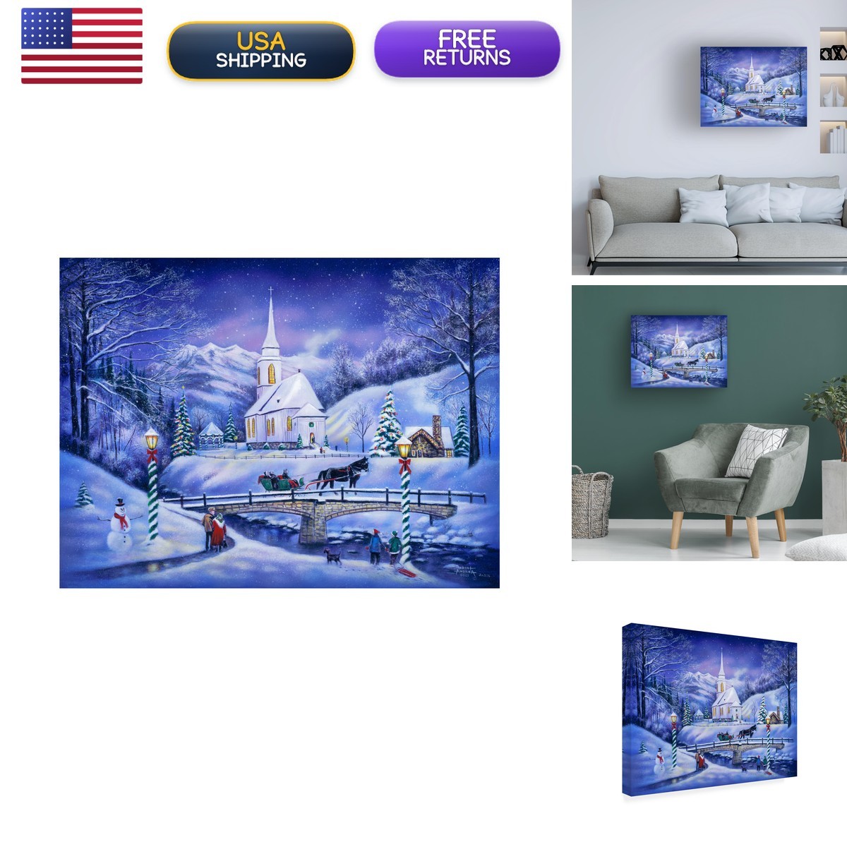 Trademark Fine Art Robert Andrea Mountain Valley Christmas Canvas Wall Art