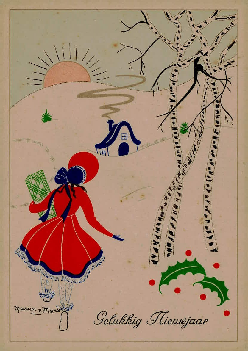 Vintage Dutch New Year Postcard Marion v. Marle Art J. Philip Kruseman The Hague