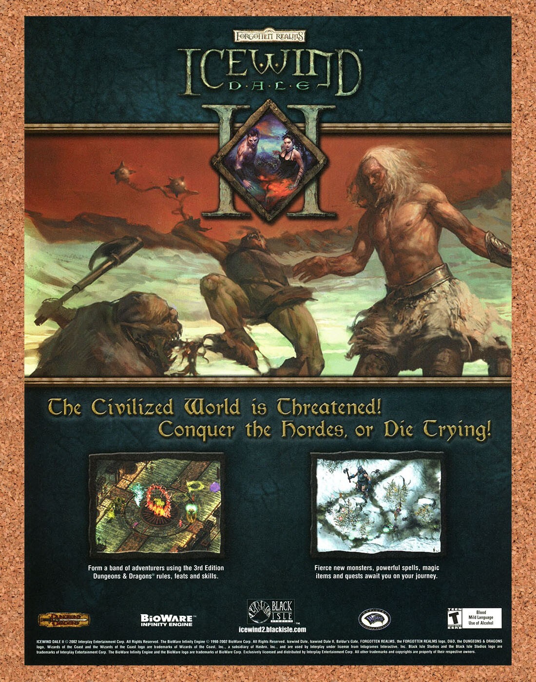 2002 Icewind Dale II PC Original Advertisement / Retro Promo v1