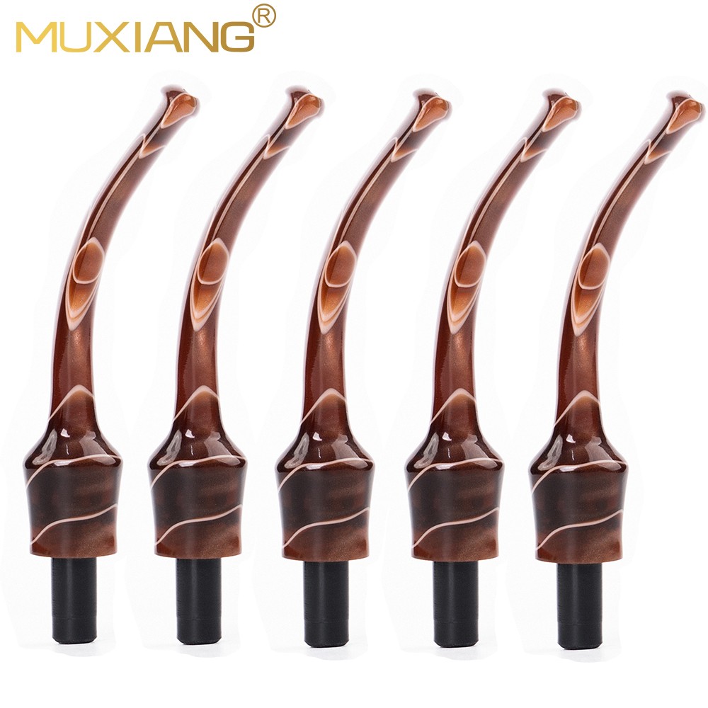 MUXIANG 5pcs 3mm Bent Pipe Stem Saddle Mouthpiece For Briar Tobacco Pipe DIY