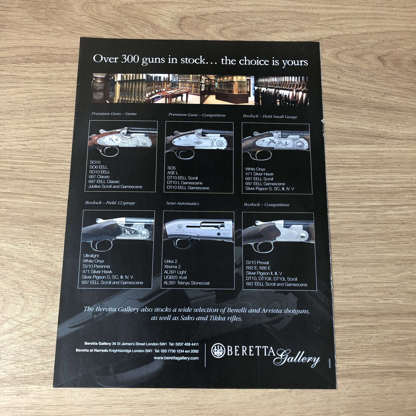 GUNS90 MAGAZINE ADVERT 12X9 BERETTA GALLERY – 300 GUNS IN STOCK