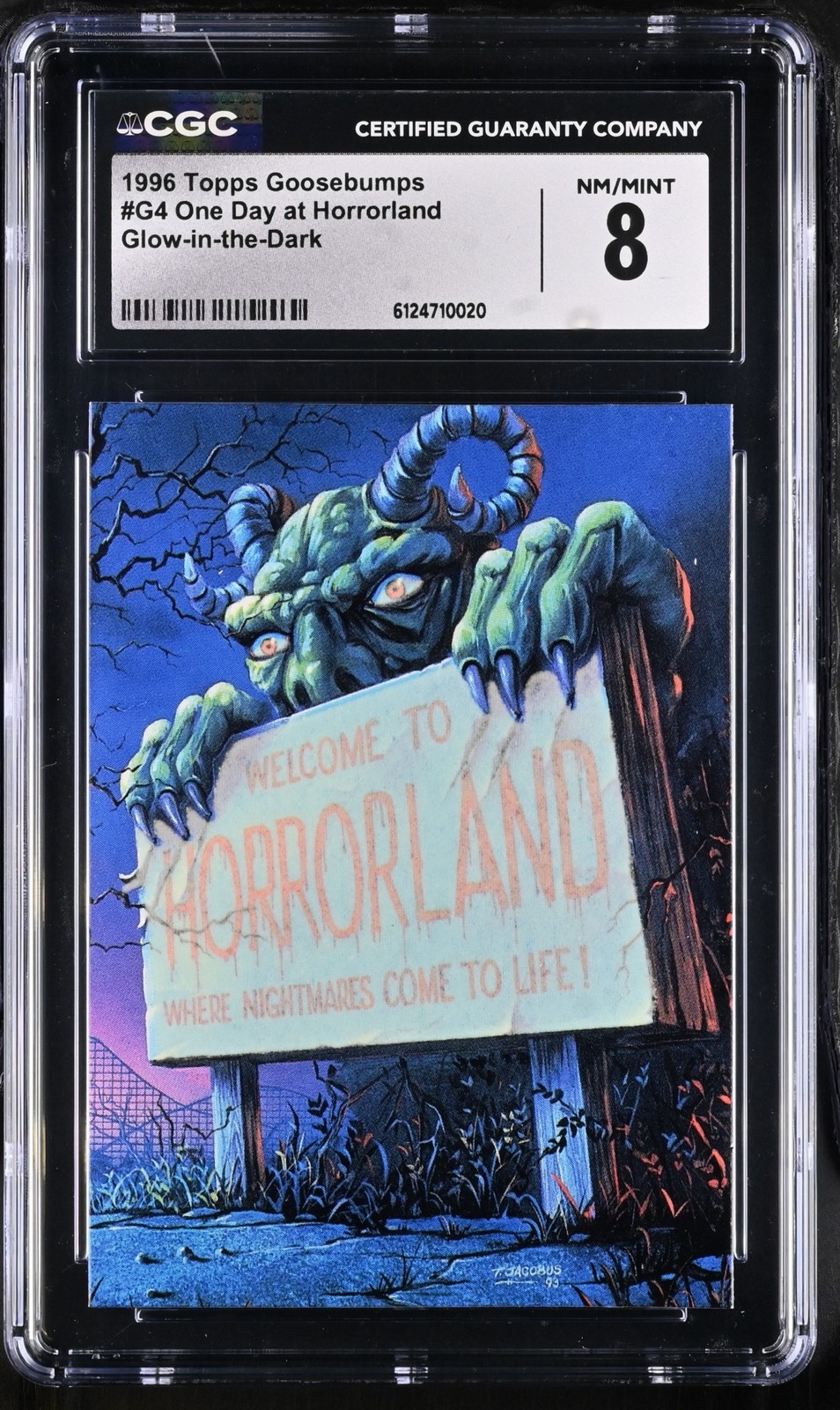 1996 Topps Goosebumps One Day at Horrorland #G4 Glow in the Dark CGC 8