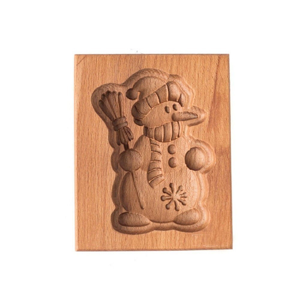 Christmas Wooden Gingerbread Cookie Mold Carved Shortbread Cookie Cutter Molds