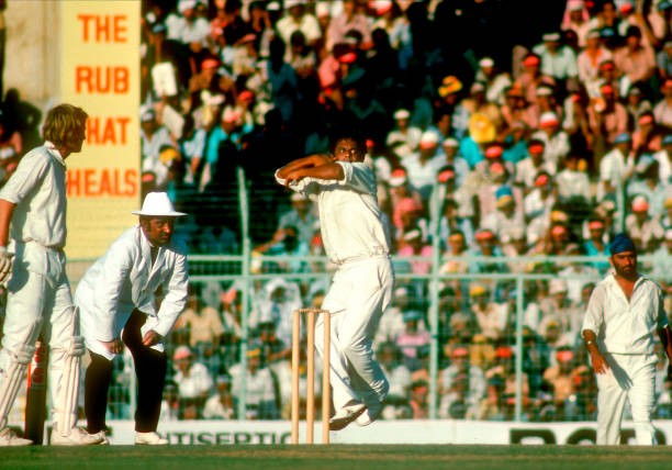 Old Large Cricket Photo Indian Spin Bowler Eas Prasanna India V England 1977