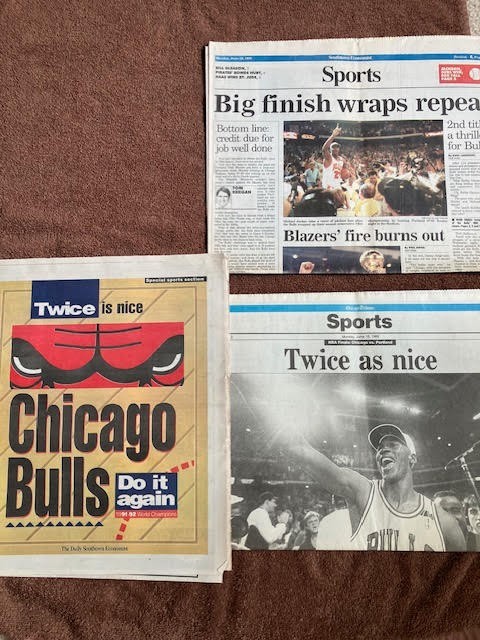 2 Chicago Newspaper Sports Sections - June 1992 Chicago Bulls NBA Champions