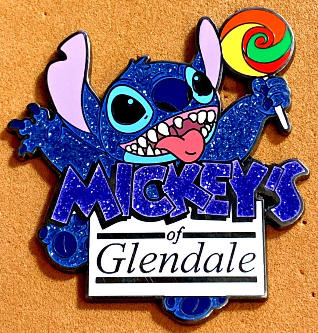 DISNEY WDI 2008 MICKEYS OF GLENDALE STITCH HOLDING A LOLLIPOP LE 300 GLITTER PIN