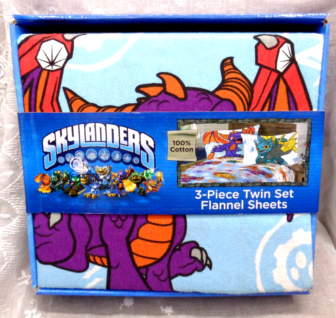 2013 SKYLANDERS Activision FRANCO 100% Cotton Flannel Sheet Set ~ TWIN ~ New