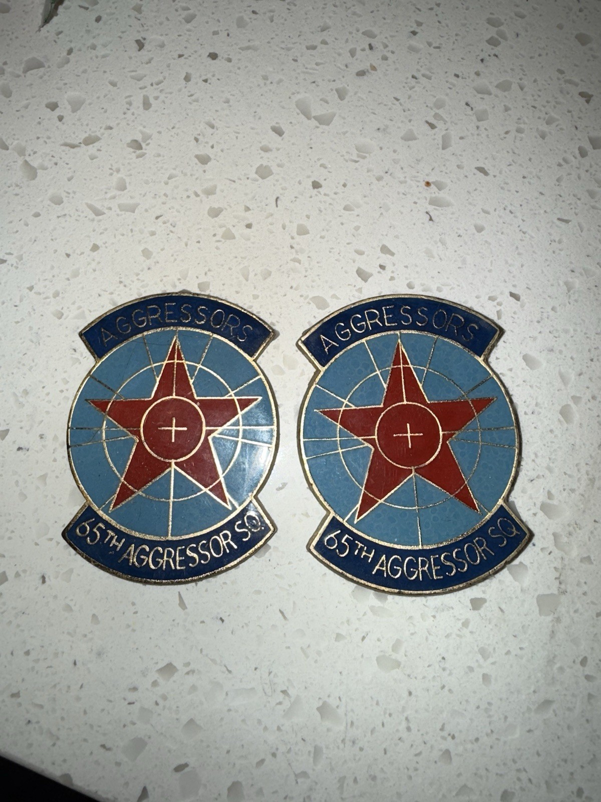 Lot of (2) Vintage 65TH Aggressors Squadron Metal Emblem Nellis AFB