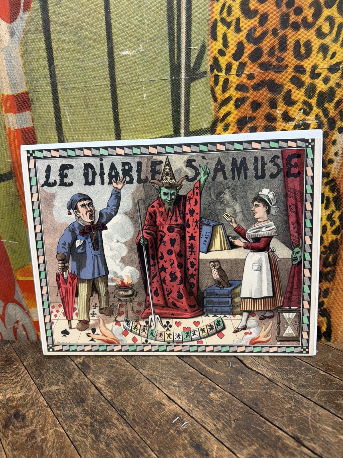 ANTIQUE C. 1910 THE DEVIL AMUSES HIMSELF MAGIC SIGN WIZARD FRENCH GAME SATAN