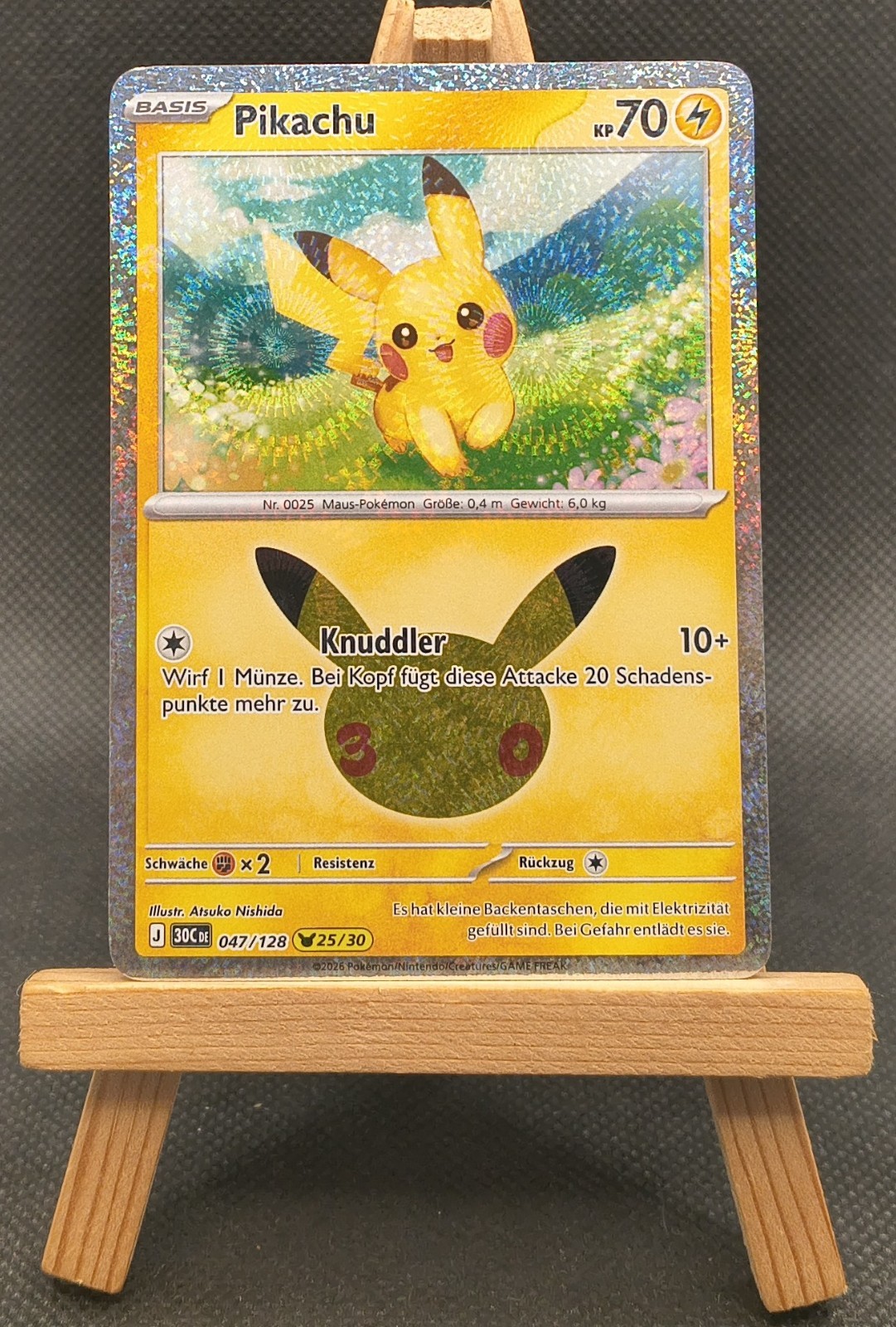 Pokemon Pikachu 047/128 25/30 Holo 30th Anniversary German 30CDE 2026 NM