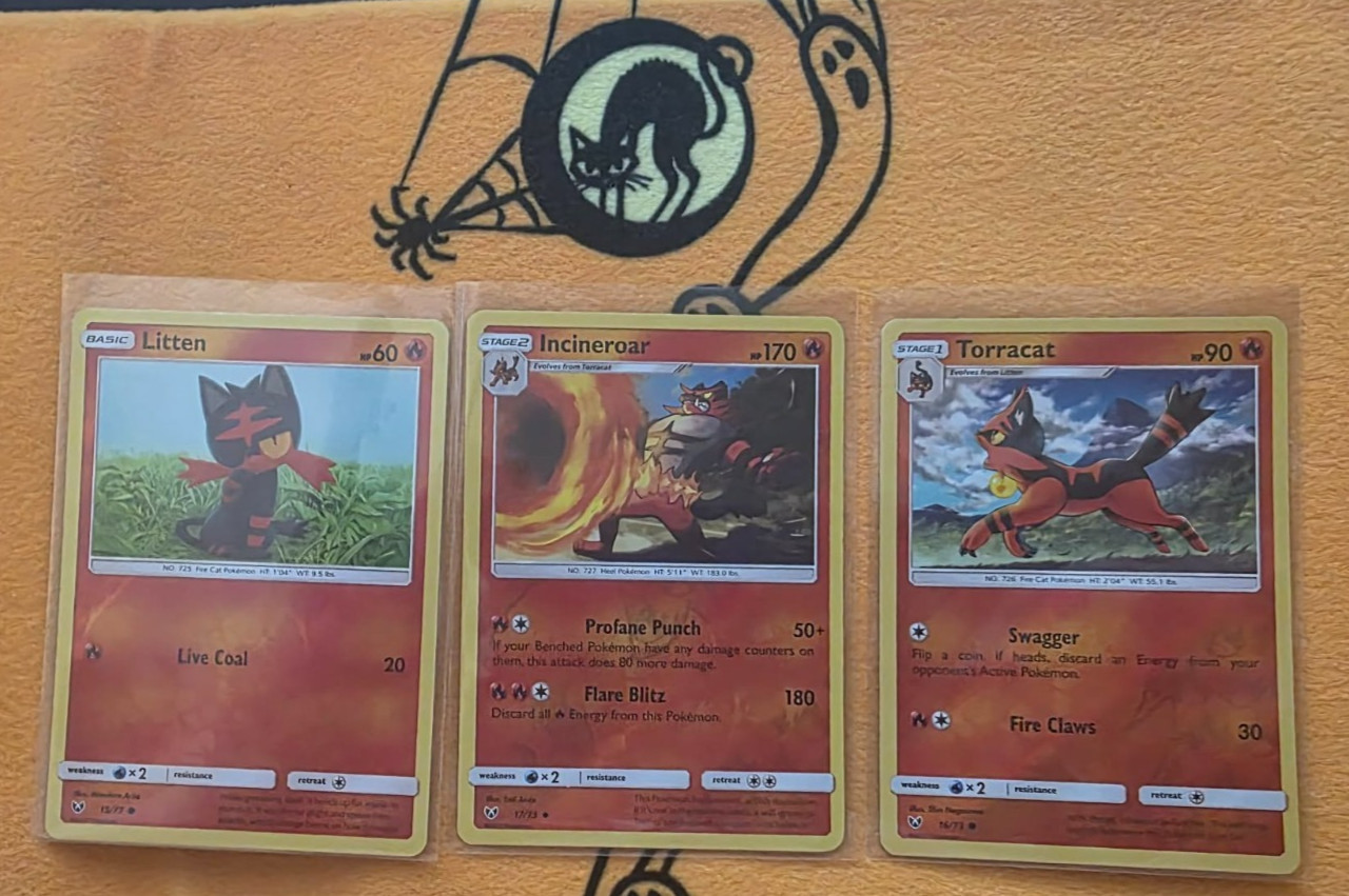 Shining Legends Reverse Holos Litten Torracat Incineroar 15 - 17/73 LP 🔥🐈🦁