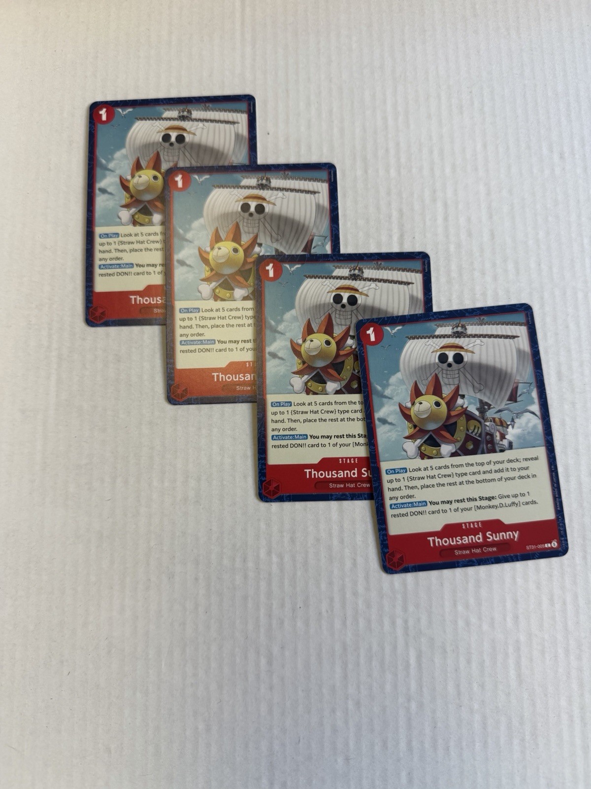 Thousand Sunny ST31-005 One Piece NM/ENG (Lot of 4) Play set