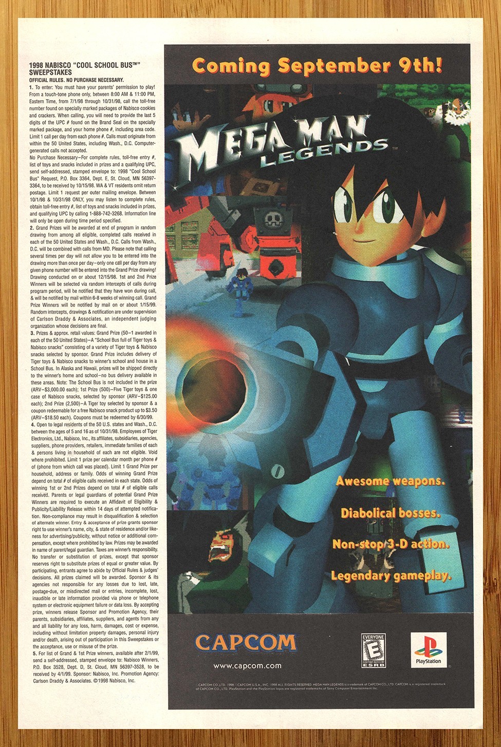 1998 Mega Man Legends Playstation 1 PS1 Print Ad/Poster Official Game Promo Art