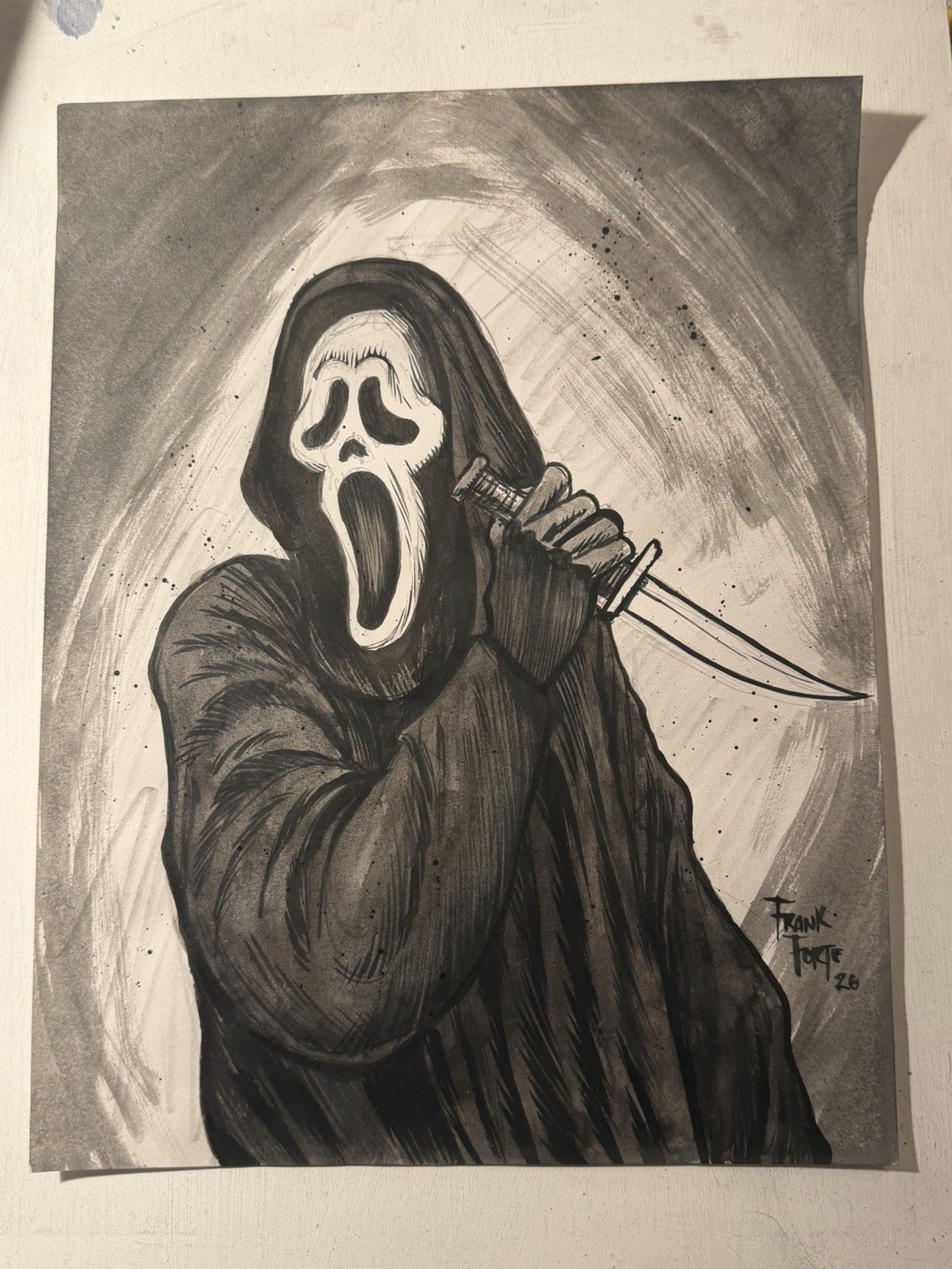 Scream Ghost face NEW Horror Original drawing By Frank Forte RARE