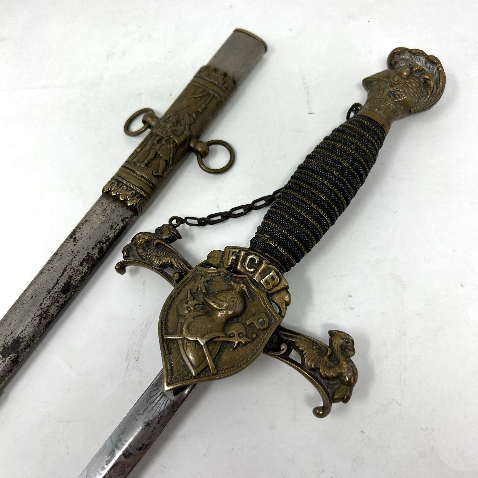 Antique 1870s Ames Knights of Pythias FCB Ceremonial Sword & Scabbard – Chicopee