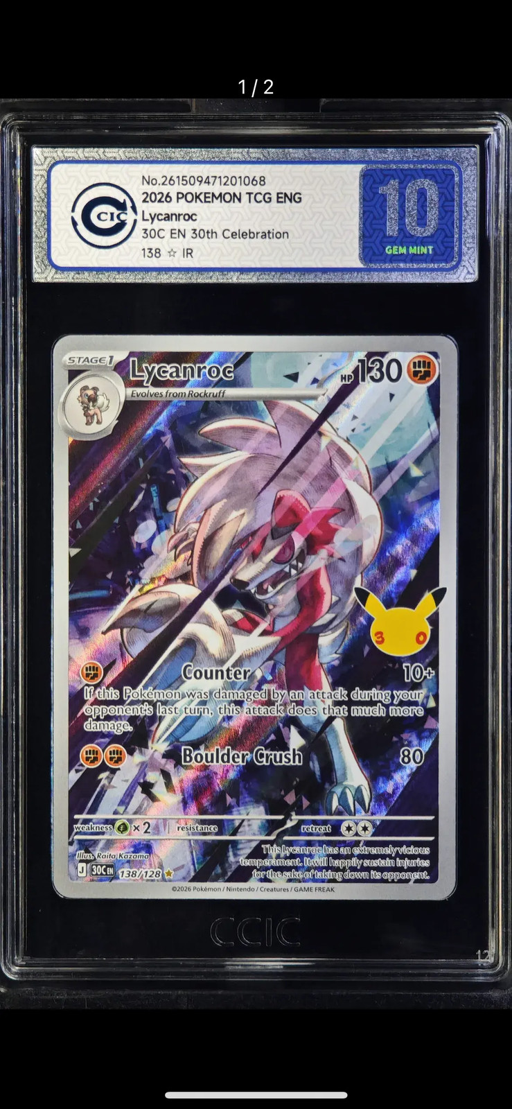 2026 POKEMON TCG ENG Lycanroc 30C EN 30th Celebration 138/128 IR CCIC 10 ZU07