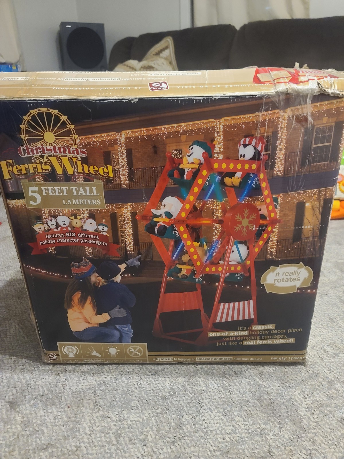 RARE GEMMY 2007 CHRISTMAS FERRIS WHEEL 5 Ft 6 CHARACTER SWING