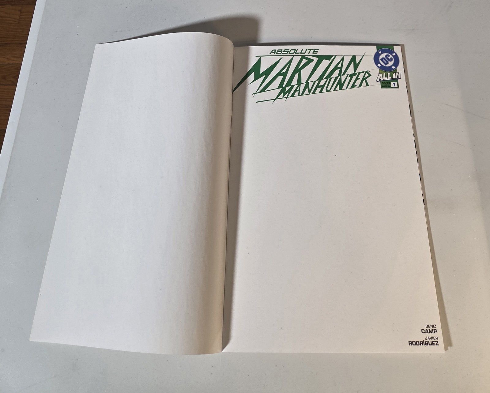 🔥 Absolute Martian Manhunter #1 Blank Sketch Variant Cover Near Mint+ 🔥