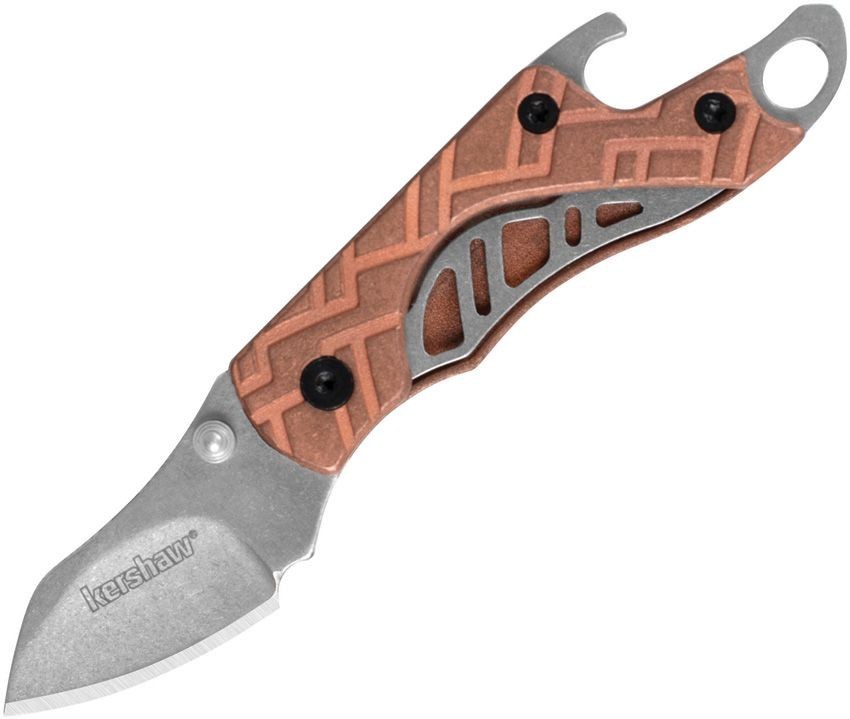 Kershaw COPPER handle CINDER Keychain folding Pocket Knife, Bottle Opener 1025CU