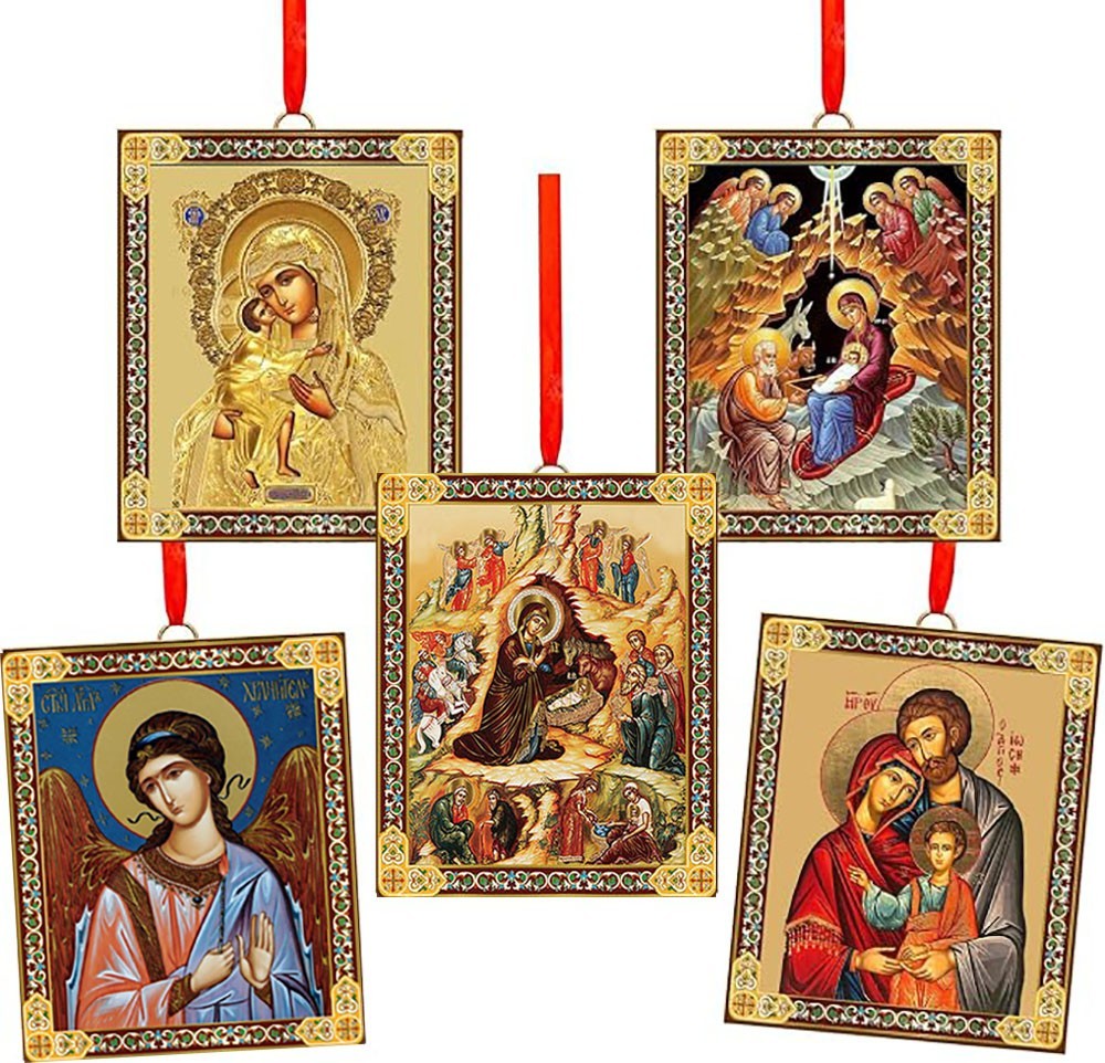 Religious Christmas Ornaments Nativity Holy Family Virgin Mary Set of 5